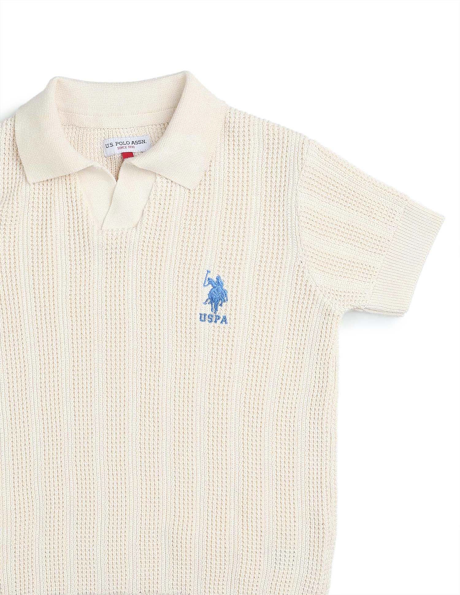 Boys Textured Regular Fit Polo Shirt - Image 9