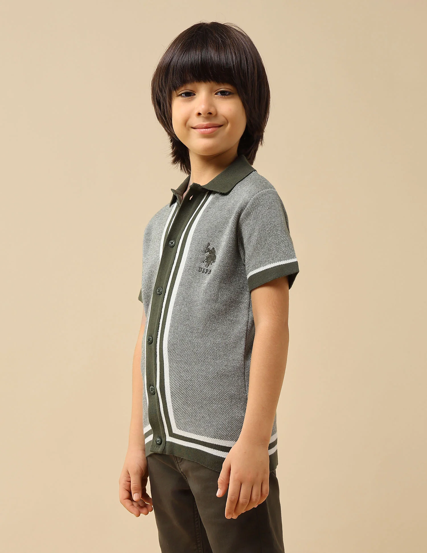 Boys Textured Regular Fit Polo Shirt - Image 4