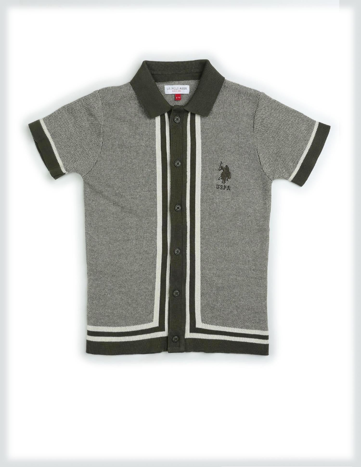 Boys Textured Regular Fit Polo Shirt - Image 7