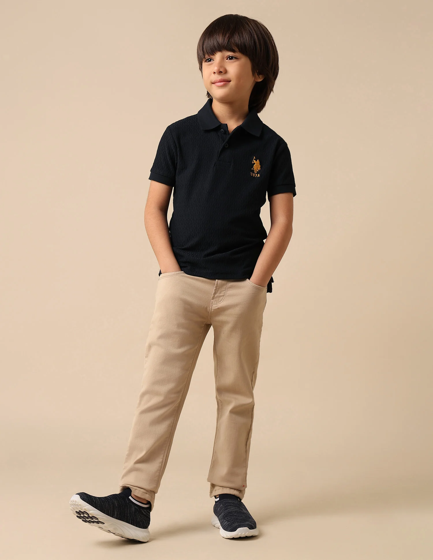 Boys Textured Regular Fit Polo Shirt - Image 3