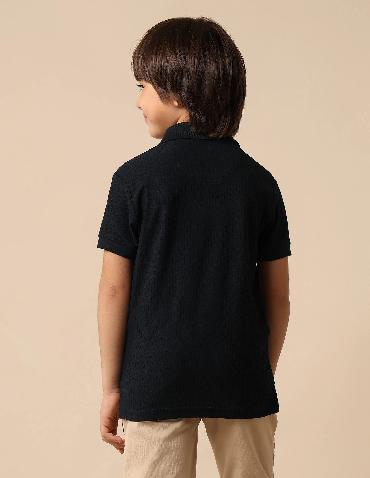 Boys Textured Regular Fit Polo Shirt - Image 5