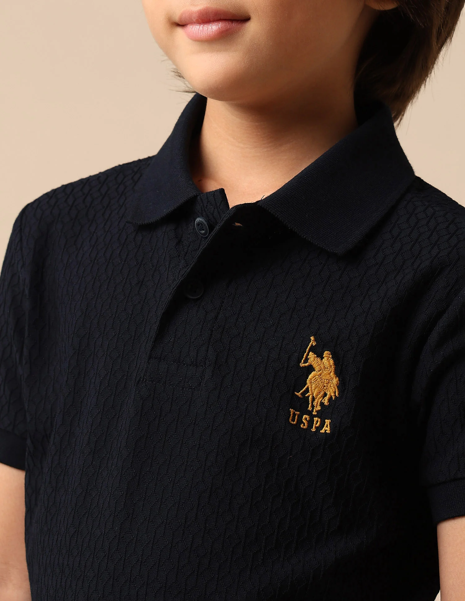 Boys Textured Regular Fit Polo Shirt - Image 6