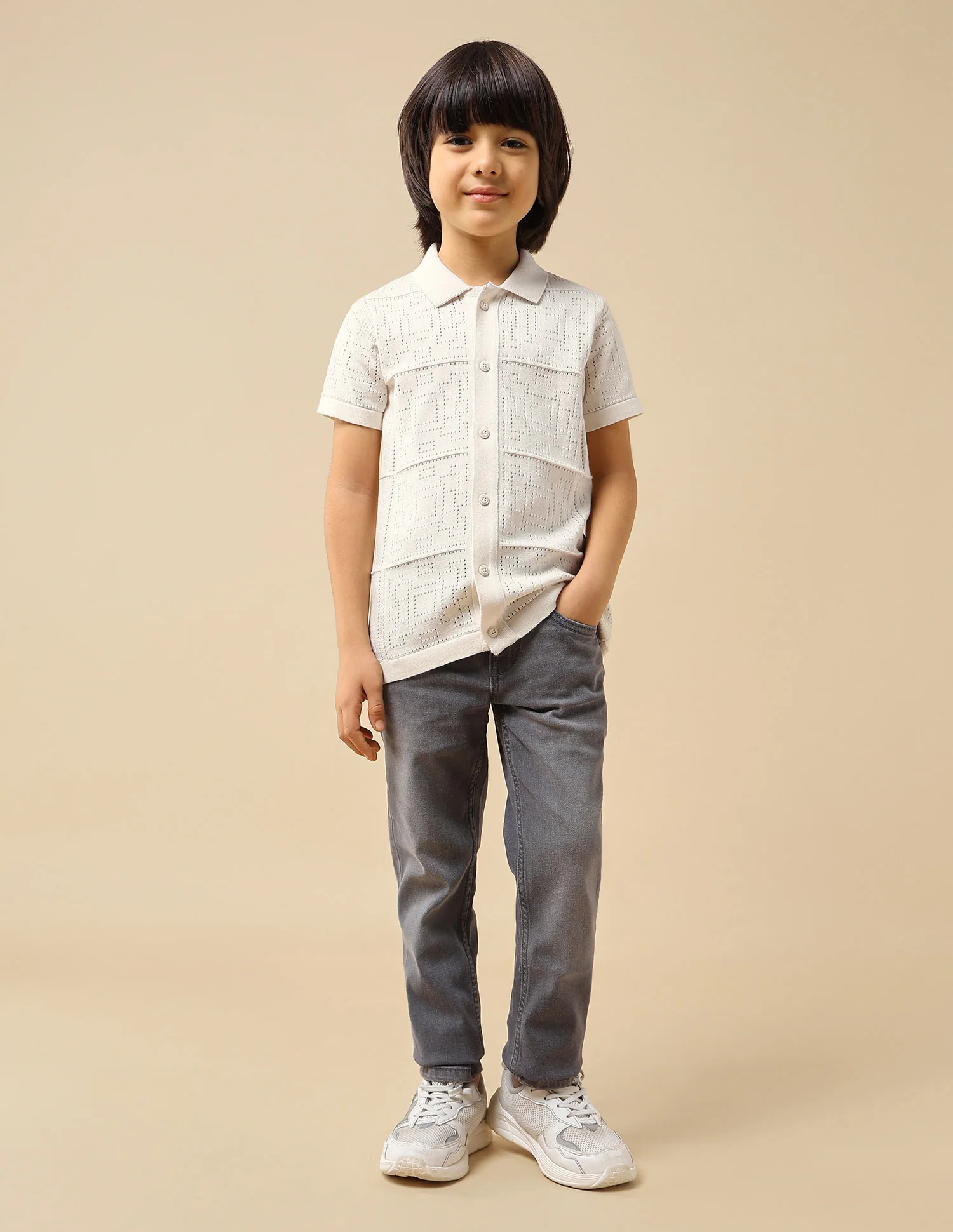 Boys Textured Regular Fit Polo Shirt - Image 3