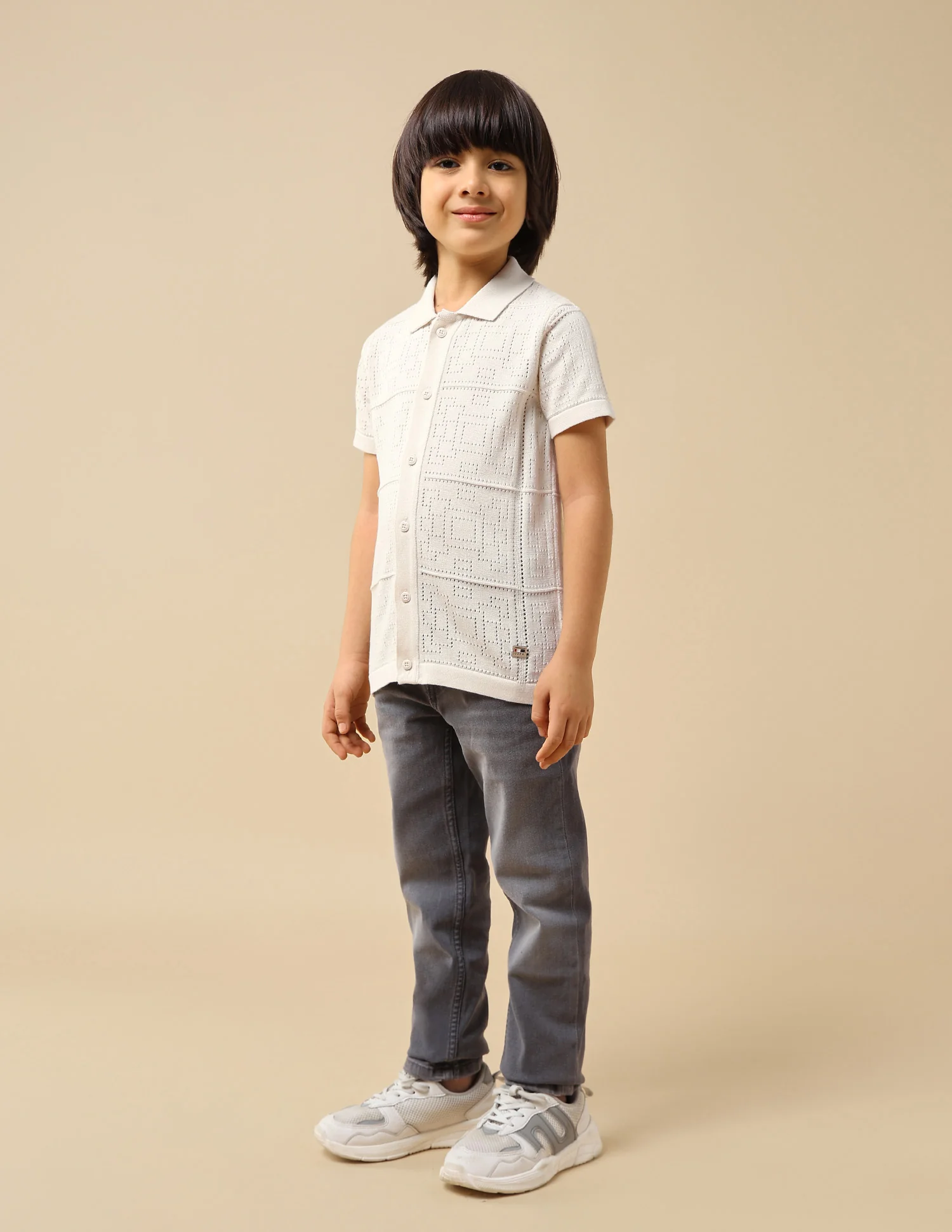 Boys Textured Regular Fit Polo Shirt - Image 4