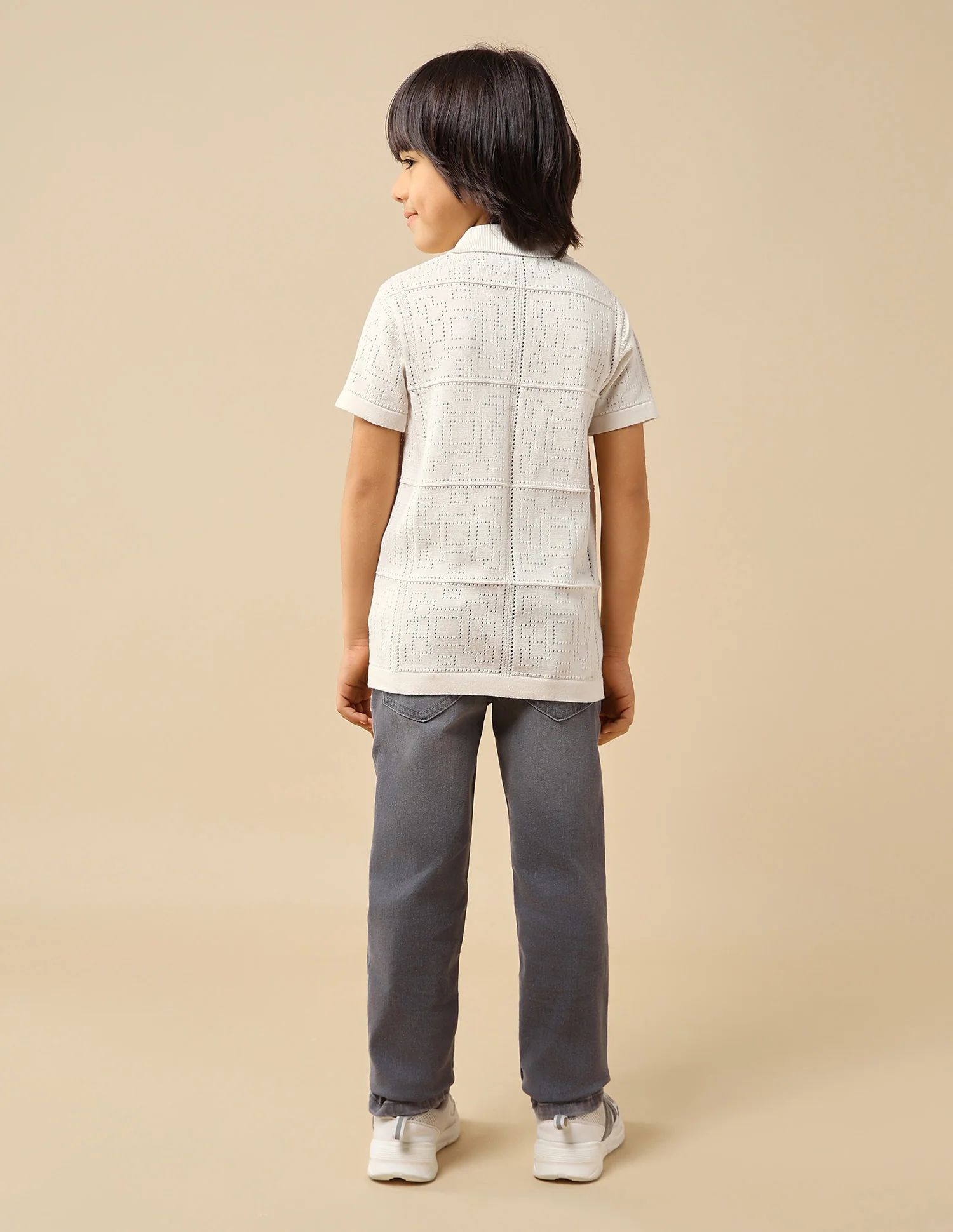 Boys Textured Regular Fit Polo Shirt - Image 5
