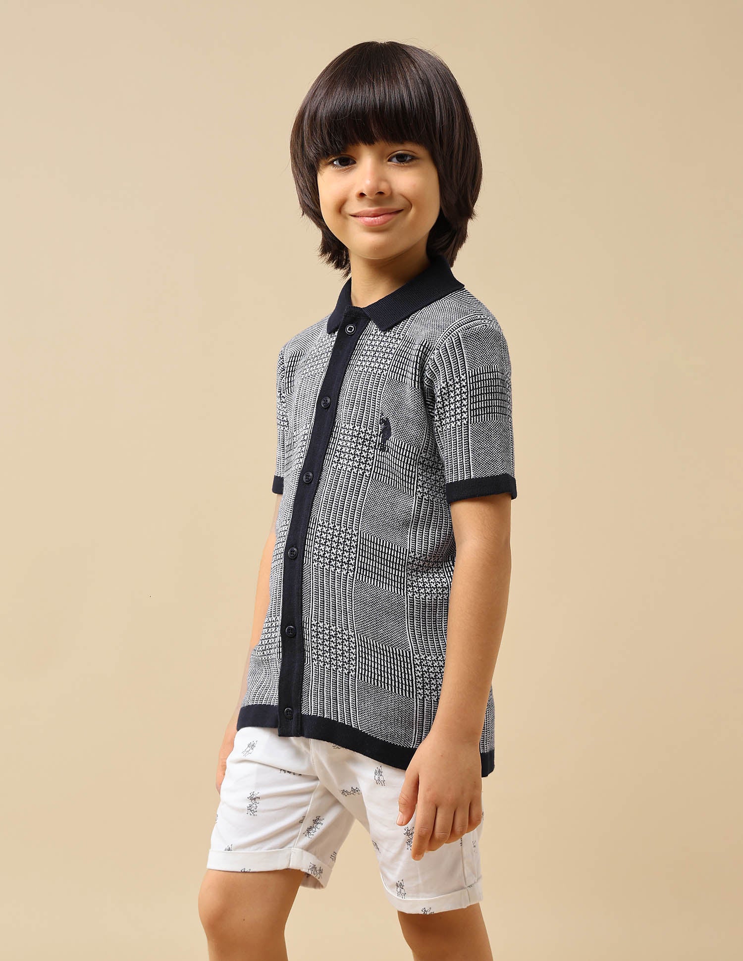 Boys Textured Regular Fit Polo Shirt - Image 4