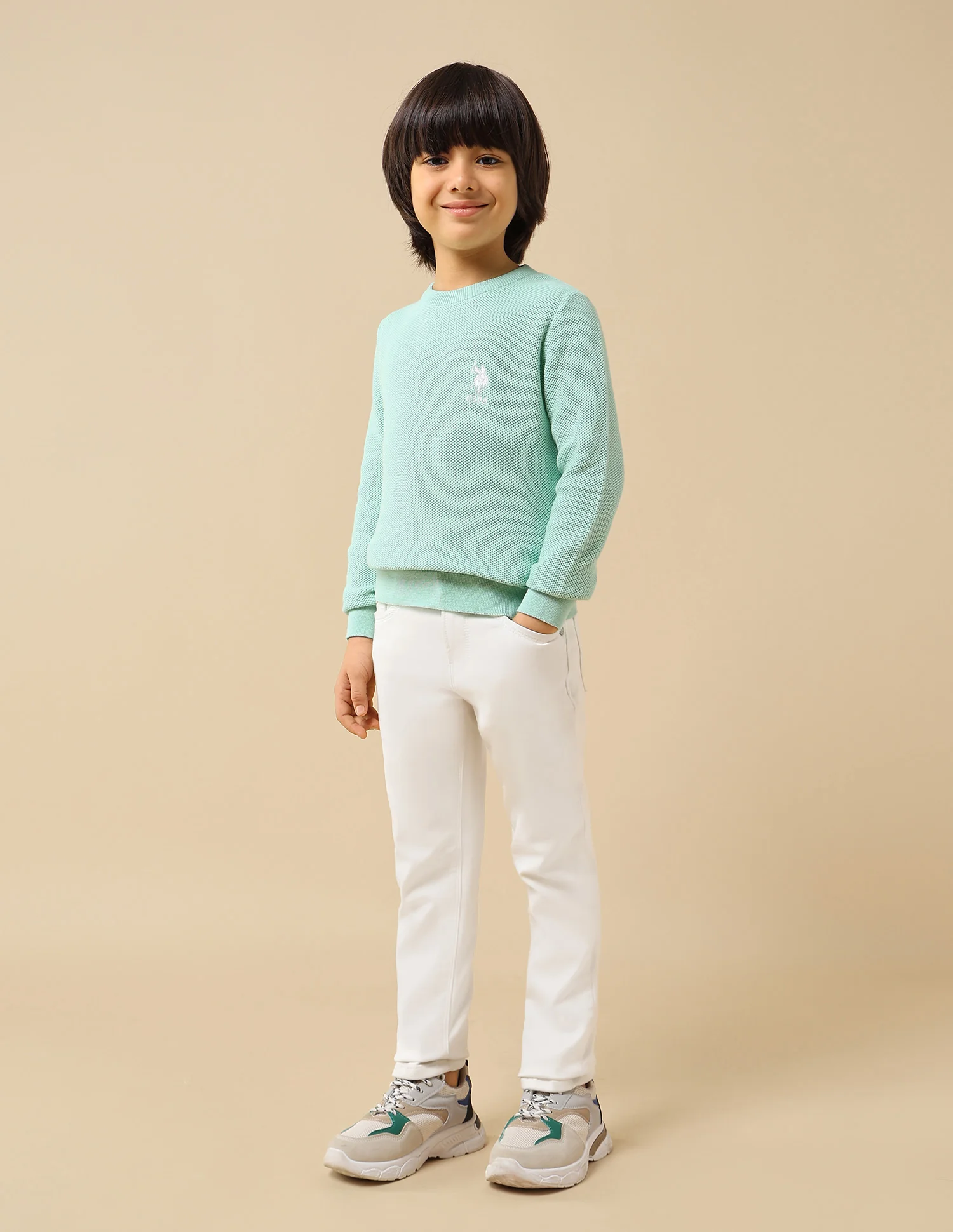 Boys Textured Regular Fit Sweater - Image 4