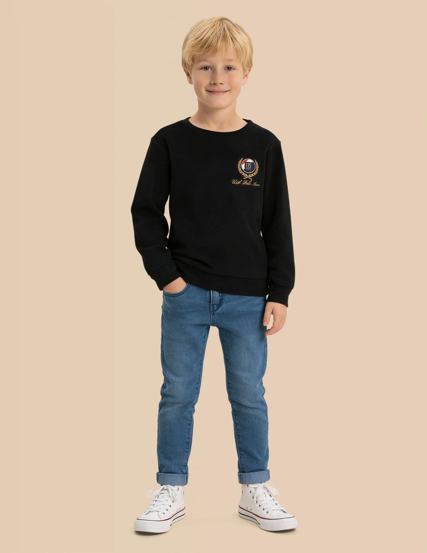 Boys Textured Regular Fit Sweatshirt - Image 3