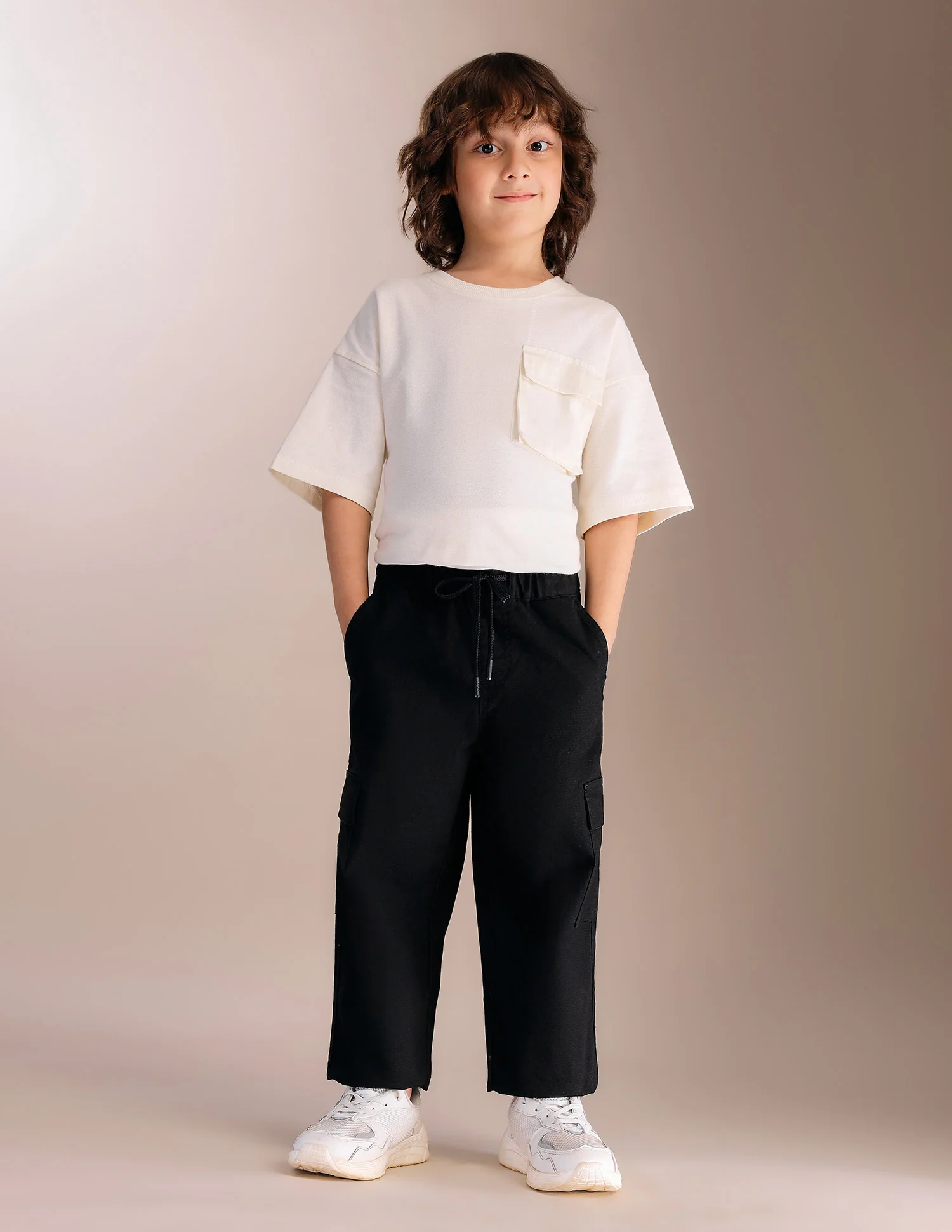 Boys Textured Relaxed Fit Cargos - Image 3