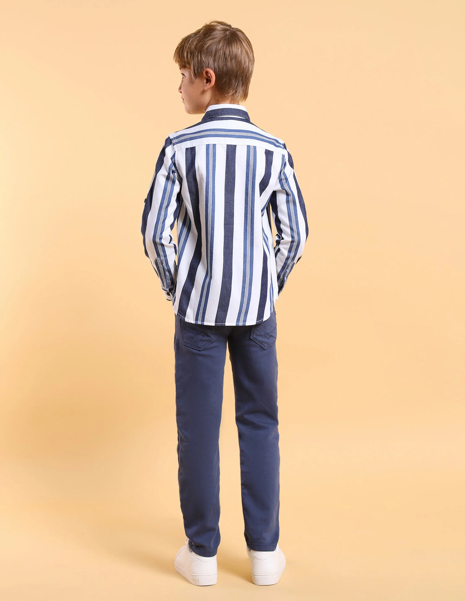 Boys Twill Vertical Striped Shirt - Image 4
