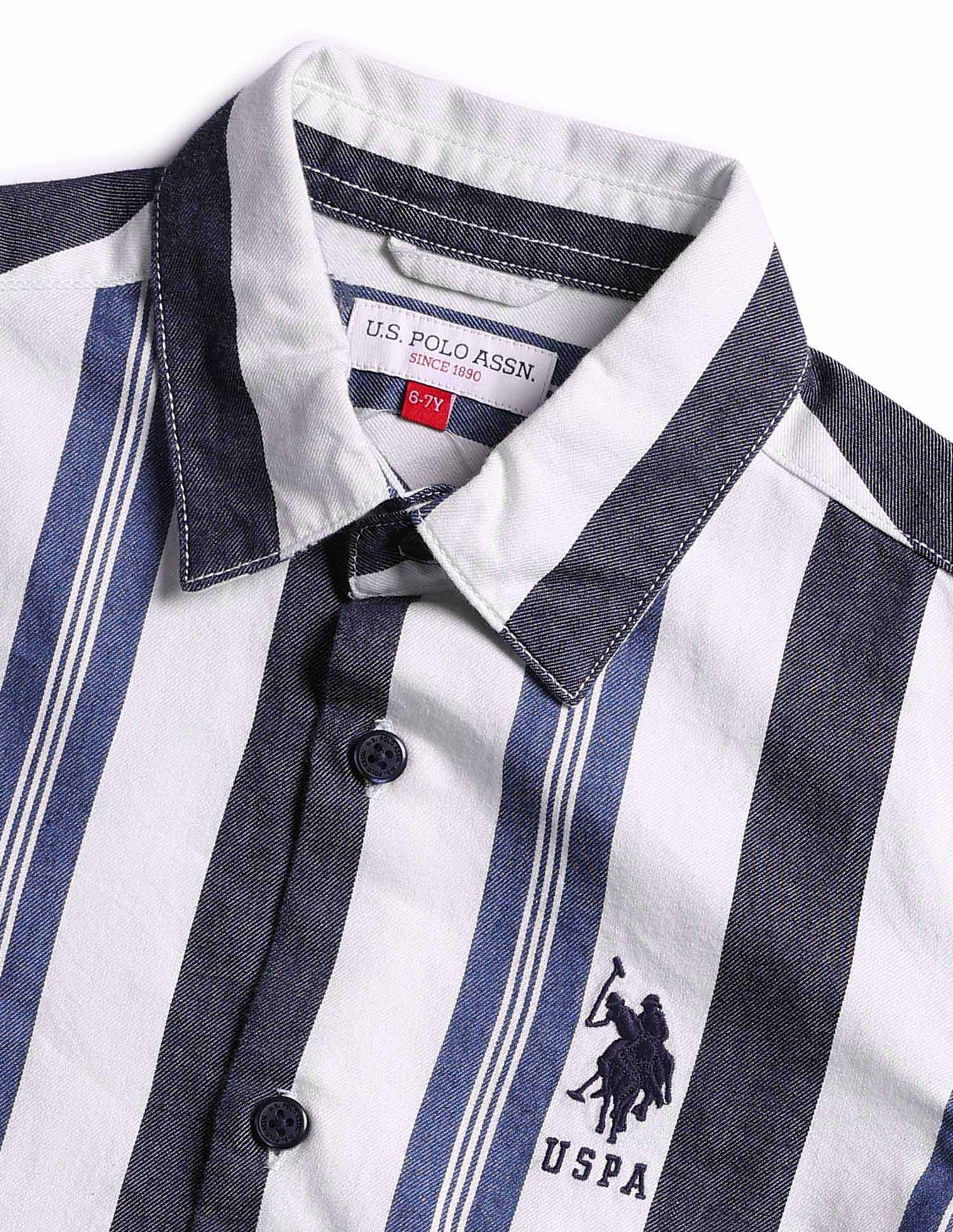 Boys Twill Vertical Striped Shirt - Image 7