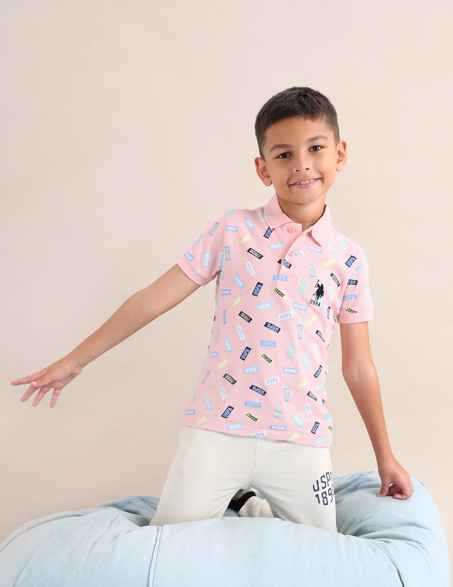 Boys Typographic Printed Regular Fit T-Shirt