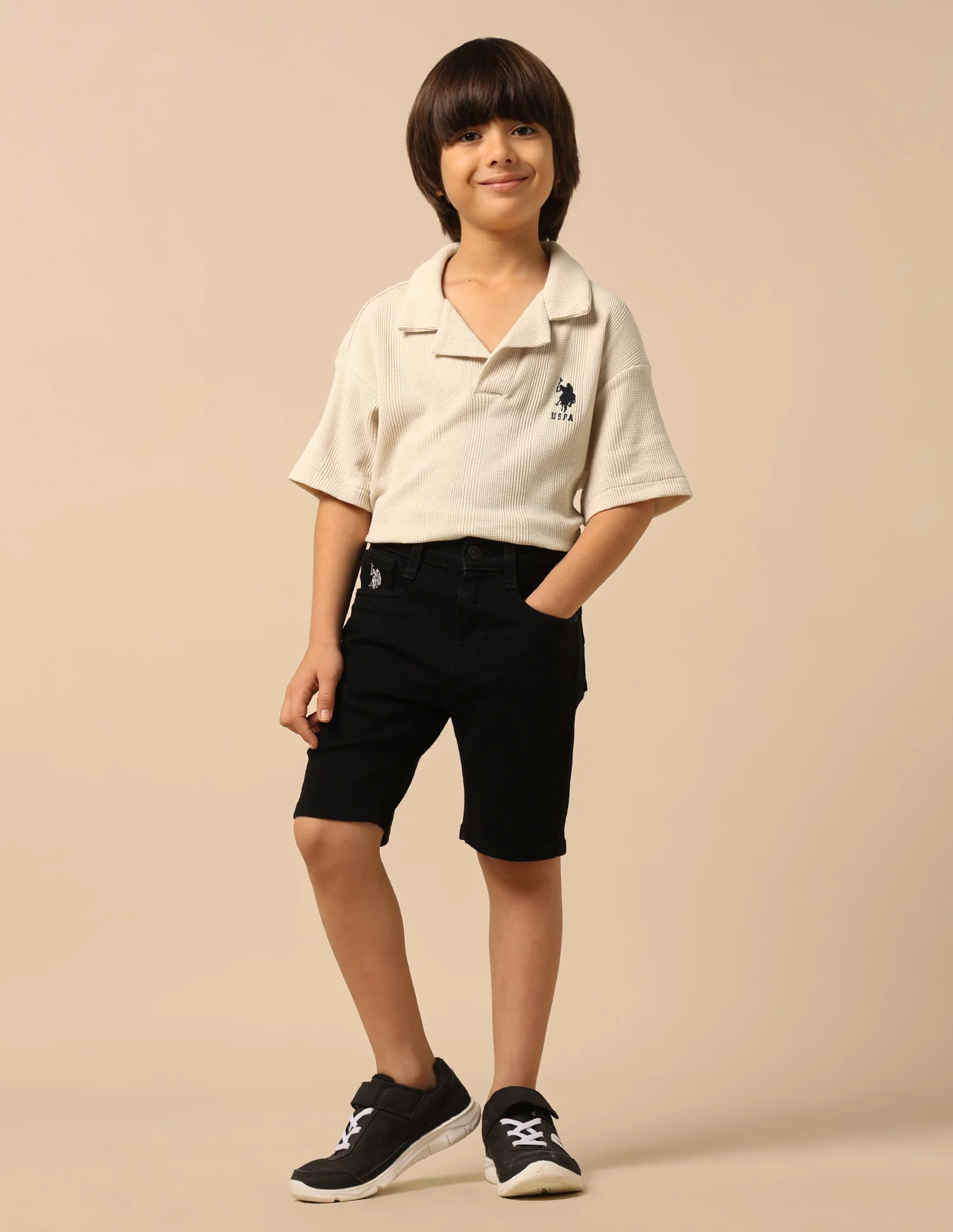 Boys Vertical Striped Boxy Fit Polo Shirt - Image 3