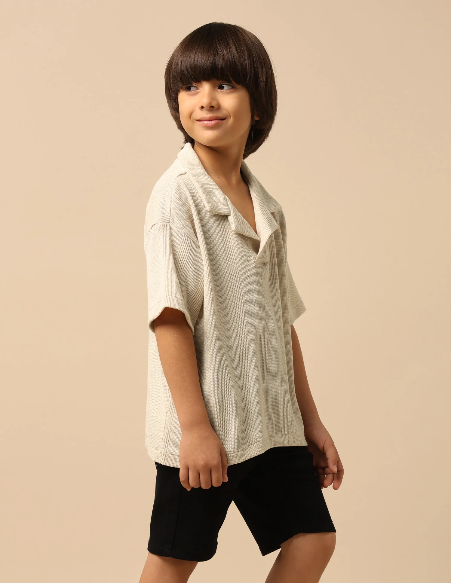 Boys Vertical Striped Boxy Fit Polo Shirt - Image 4