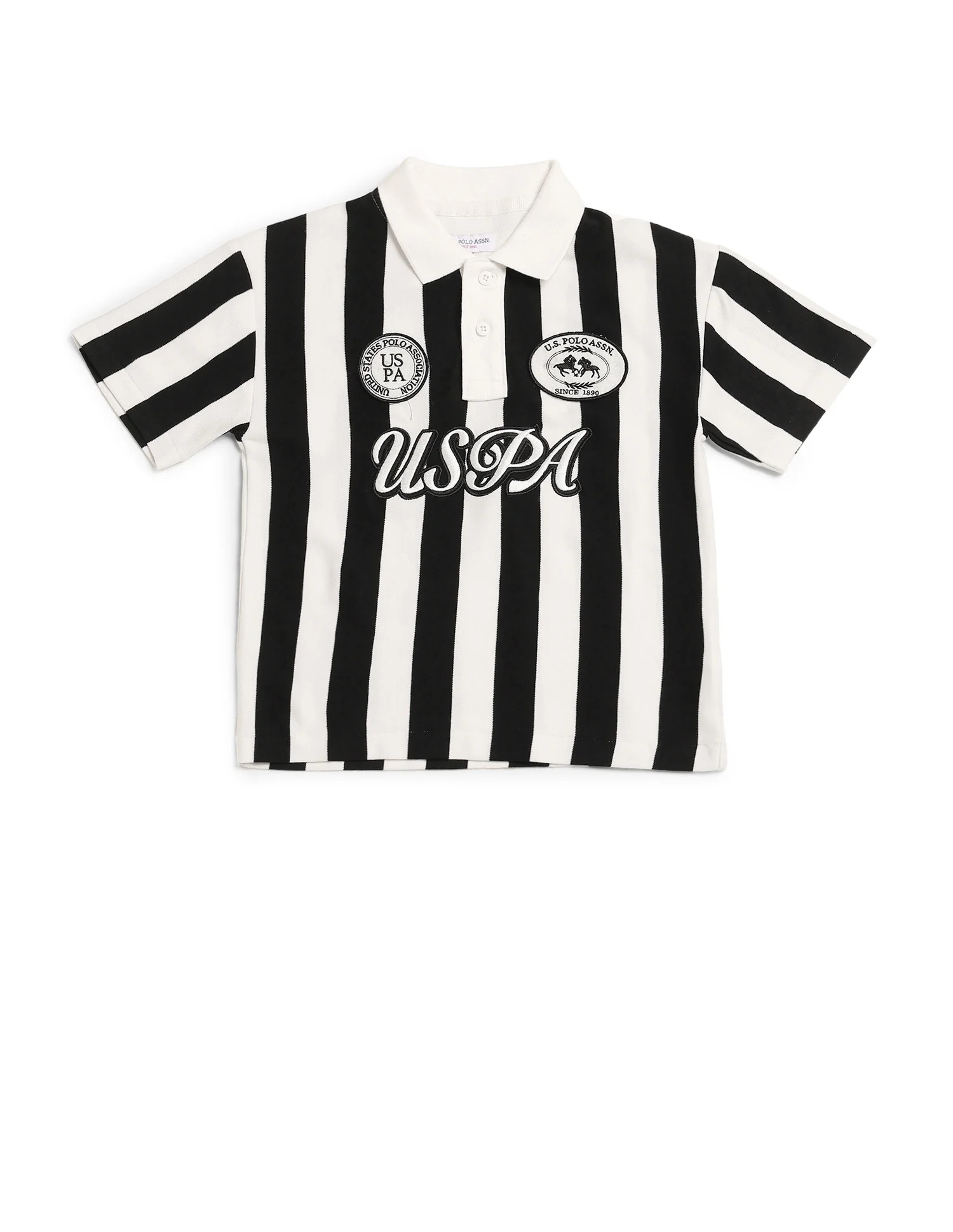 Boys Vertical Striped Boxy Fit Polo Shirt - Image 7