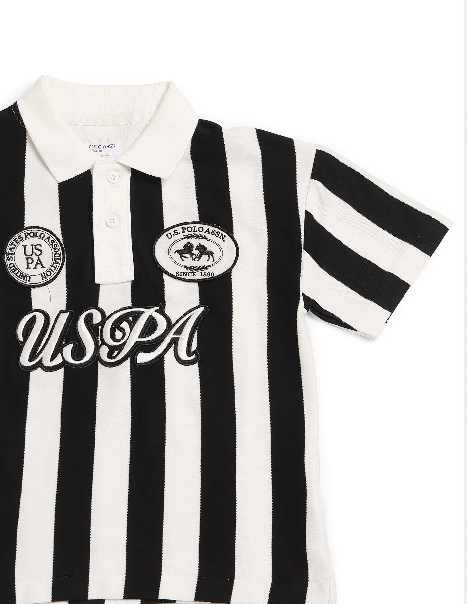Boys Vertical Striped Boxy Fit Polo Shirt - Image 9