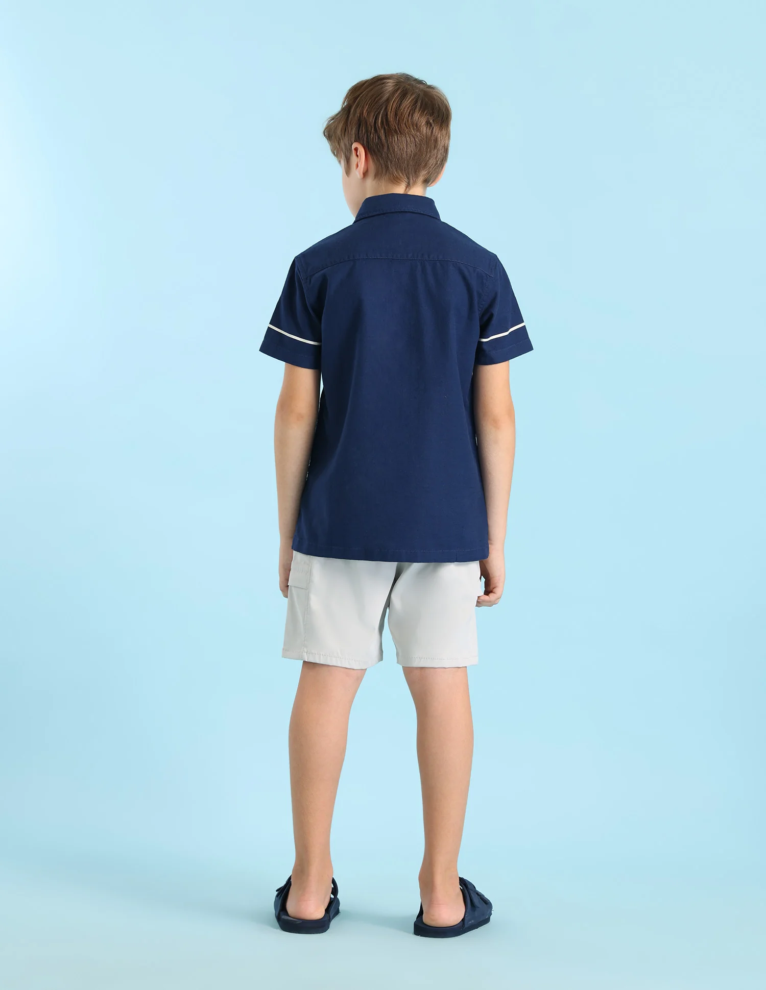 Boys Vertical Striped Boxy Fit Shirt - Image 3