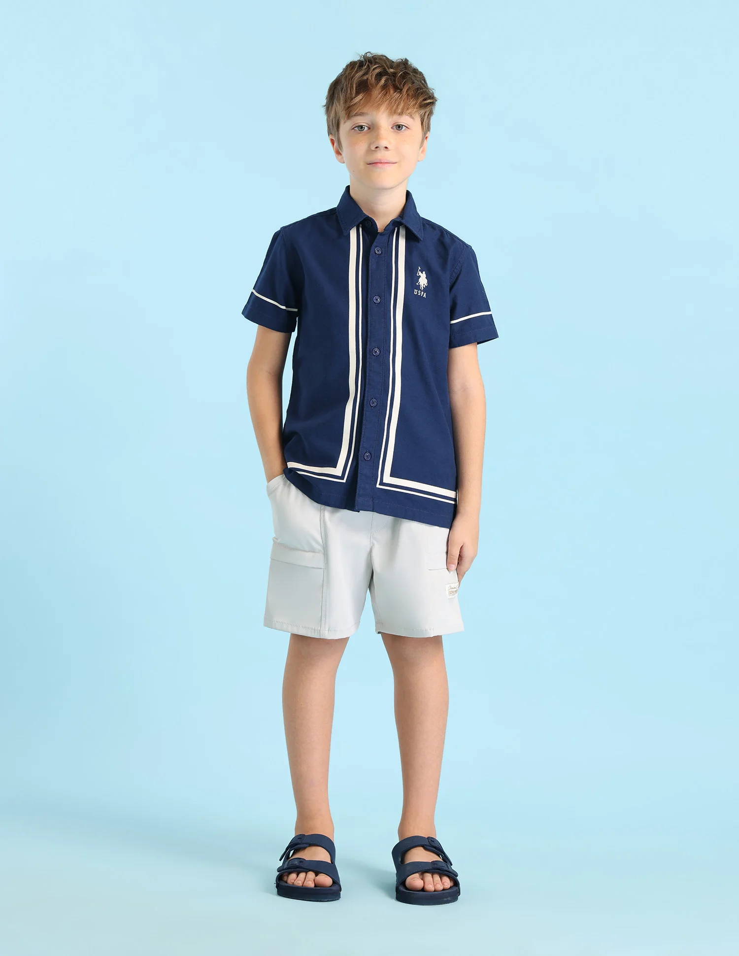 Boys Vertical Striped Boxy Fit Shirt - Image 4