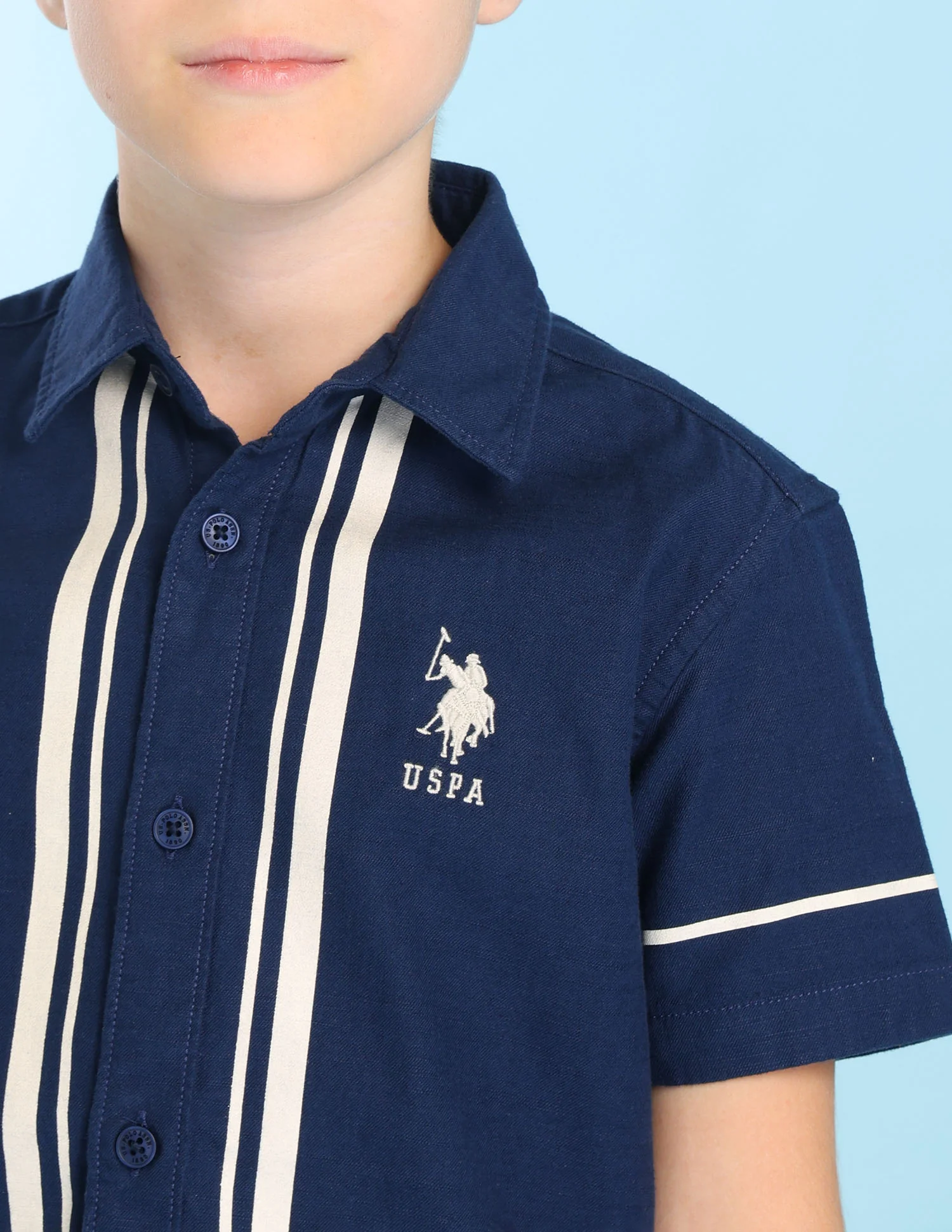 Boys Vertical Striped Boxy Fit Shirt - Image 5