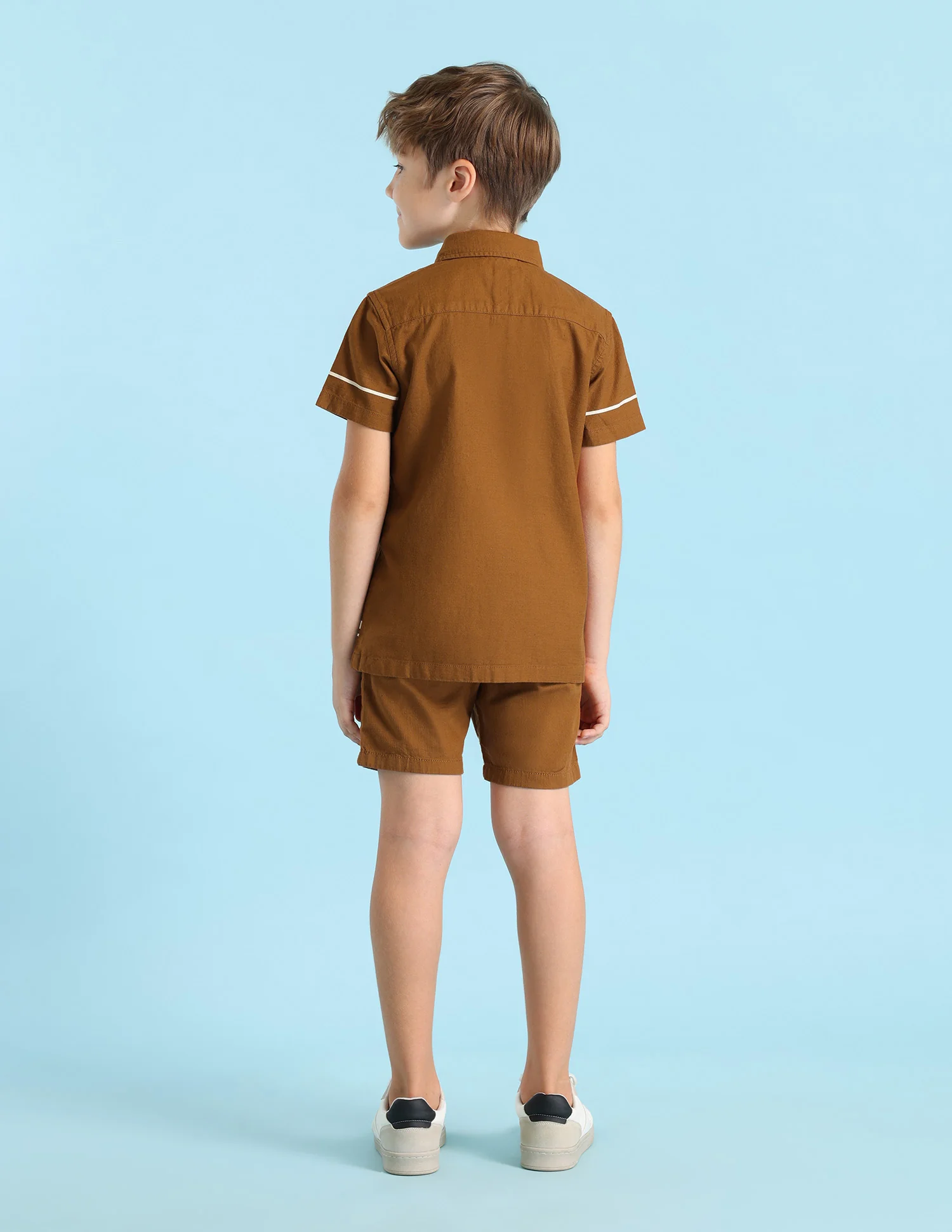 Boys Vertical Striped Boxy Fit Shirt - Image 3