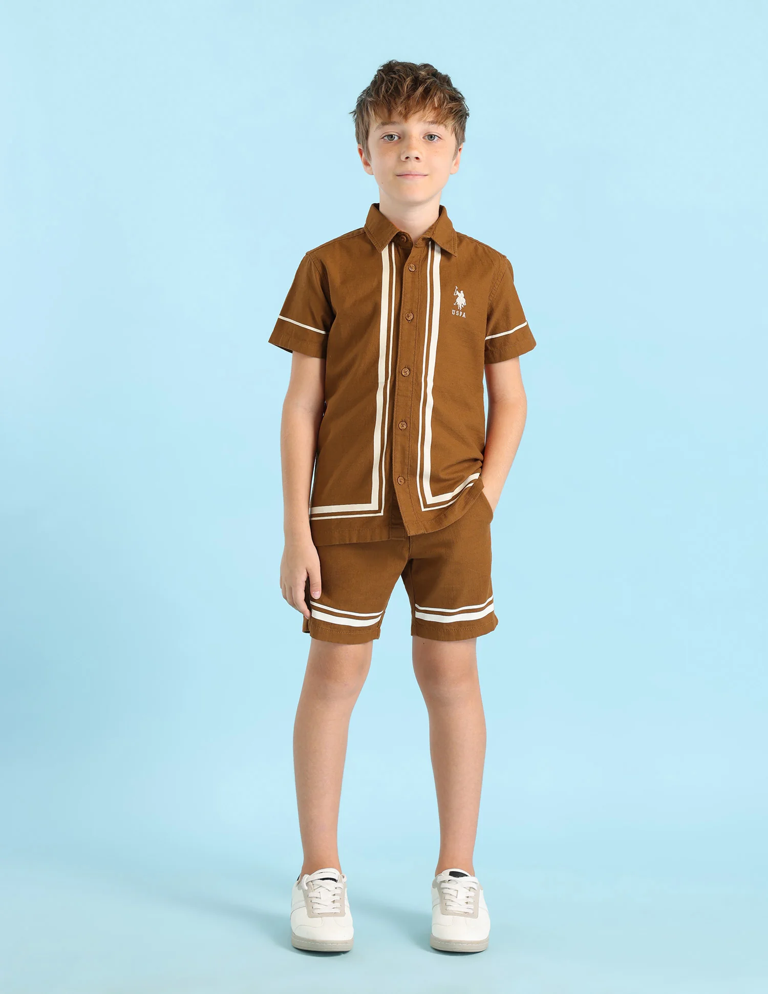 Boys Vertical Striped Boxy Fit Shirt - Image 4