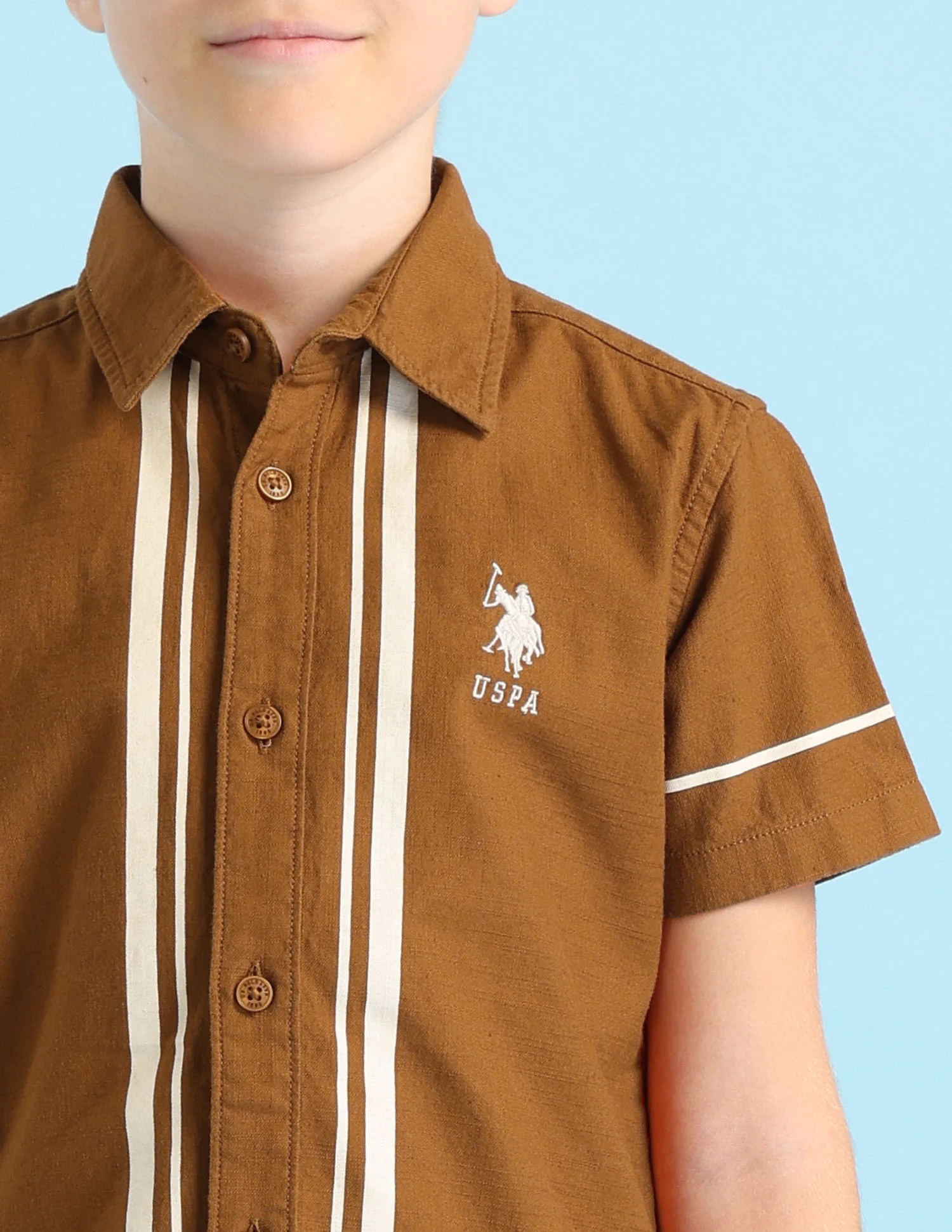 Boys Vertical Striped Boxy Fit Shirt - Image 5