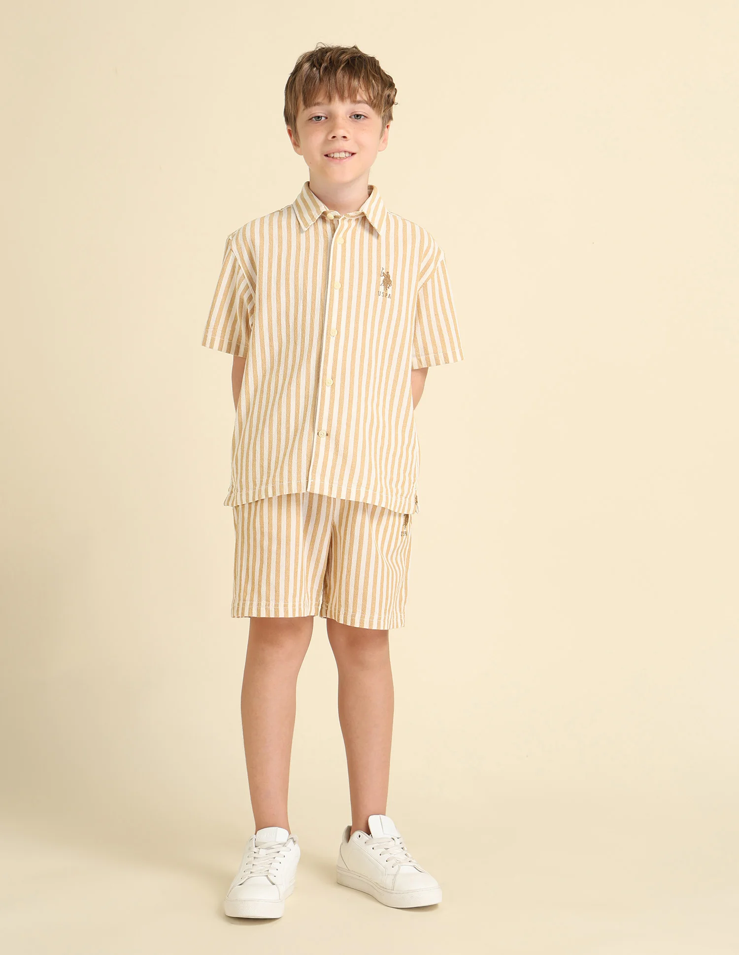 Boys Vertical Striped Boxy Fit Shirt - Image 3