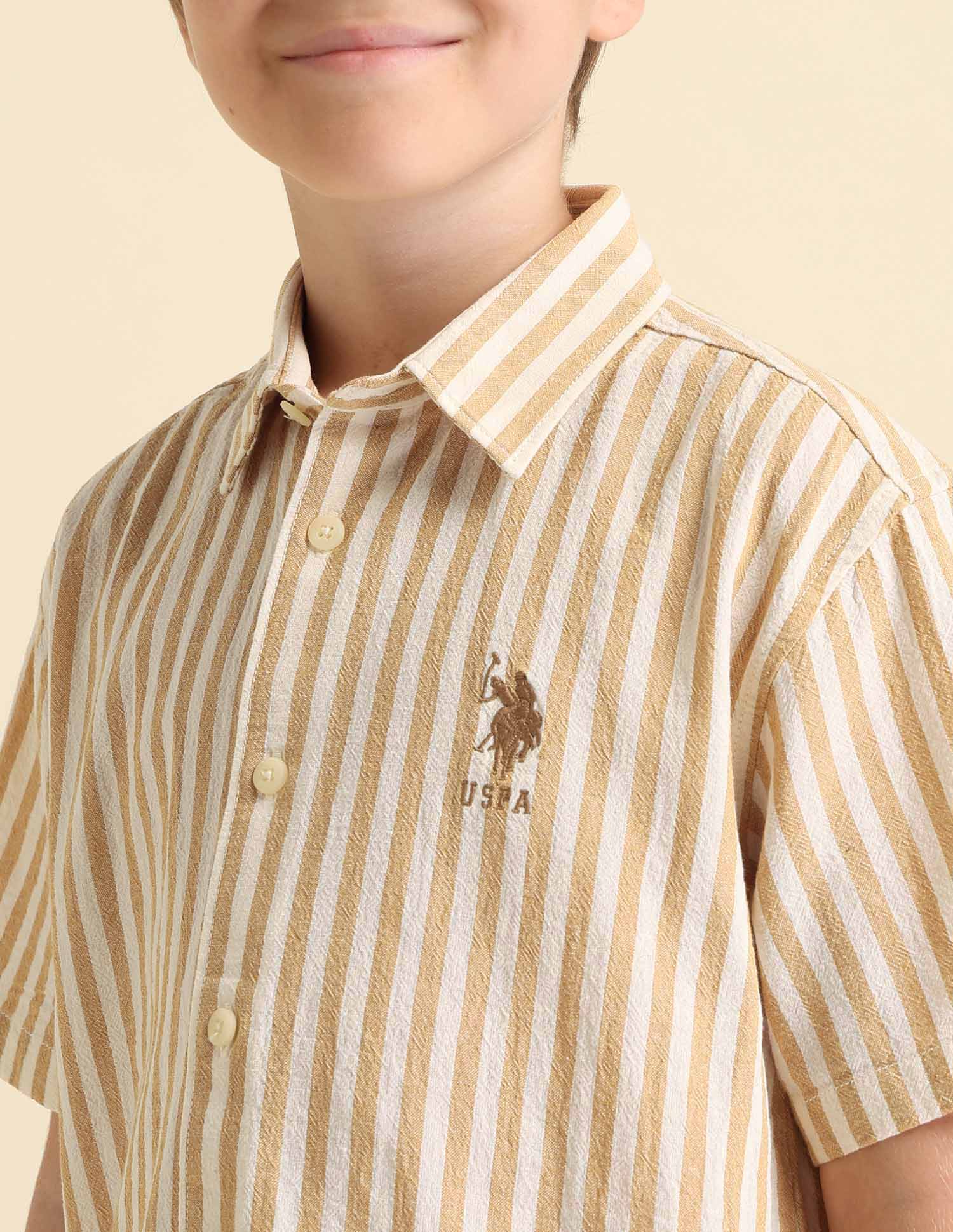Boys Vertical Striped Boxy Fit Shirt - Image 5
