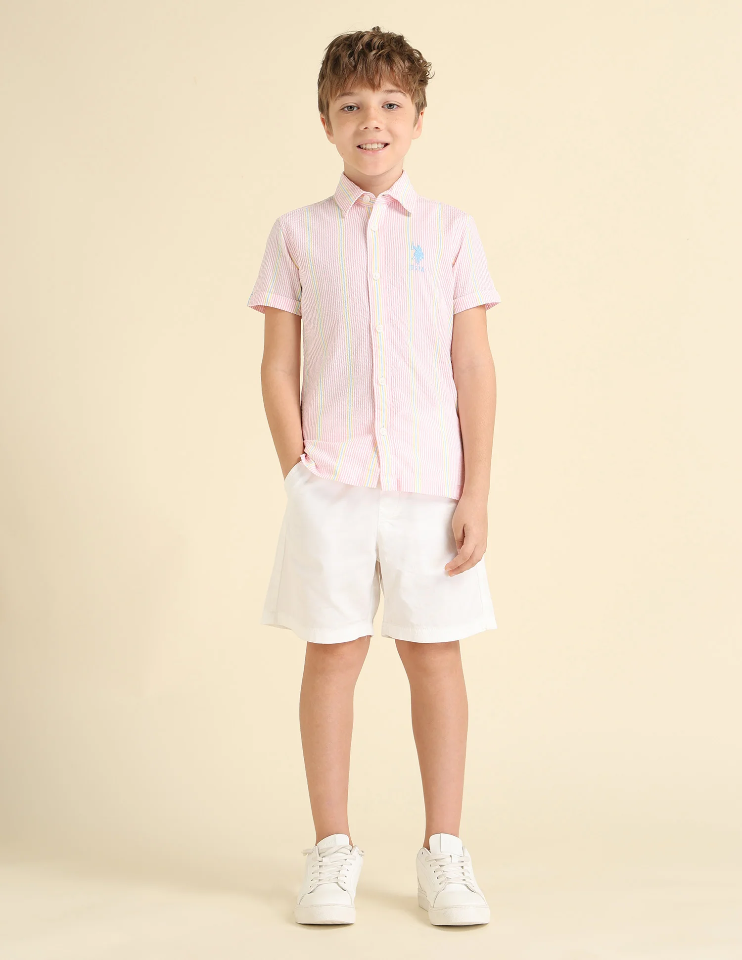 Boys Vertical Striped Boxy Fit Shirt - Image 3