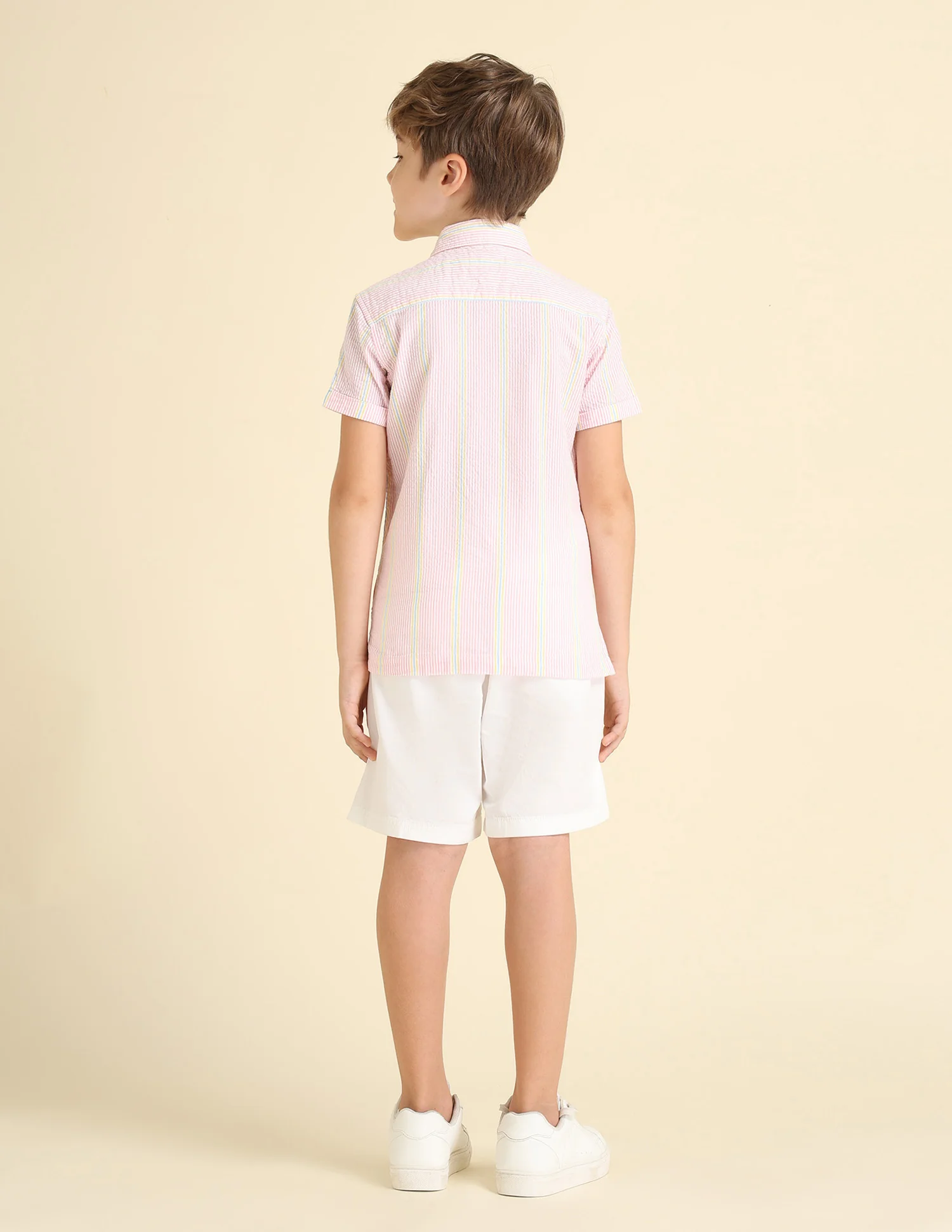 Boys Vertical Striped Boxy Fit Shirt - Image 4