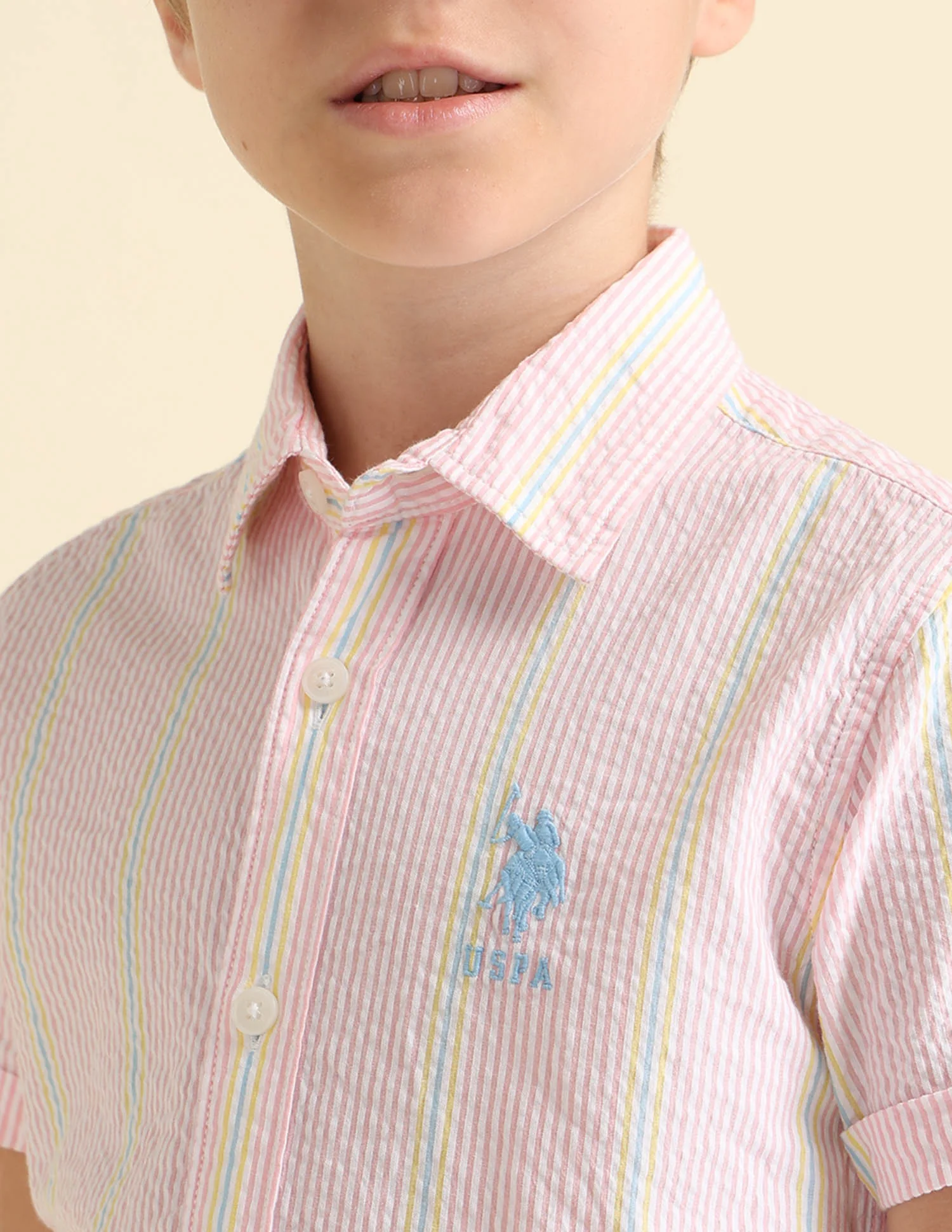 Boys Vertical Striped Boxy Fit Shirt - Image 5