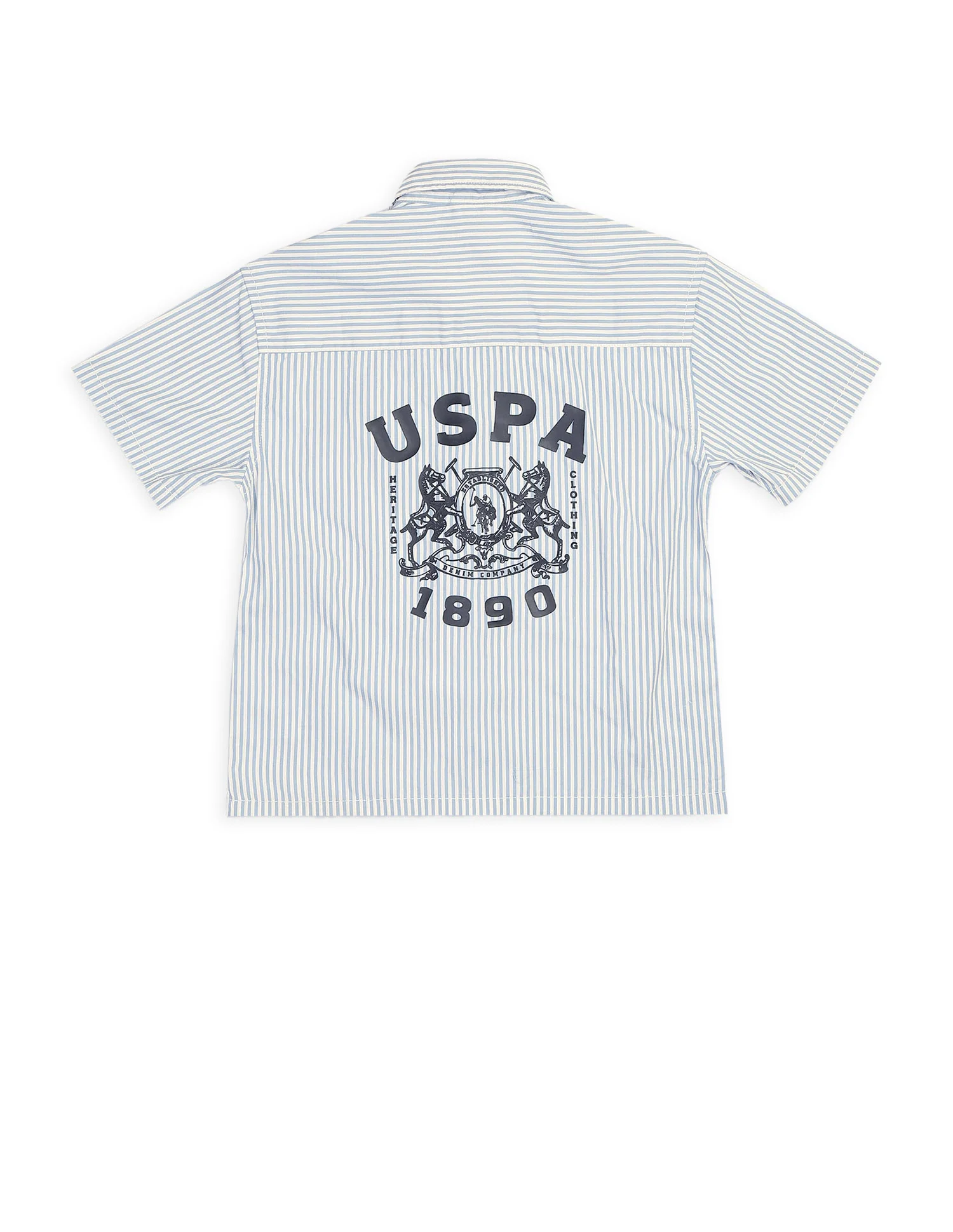 Boys Vertical Striped Brand Printed Pure Cotton Shirt - Image 8