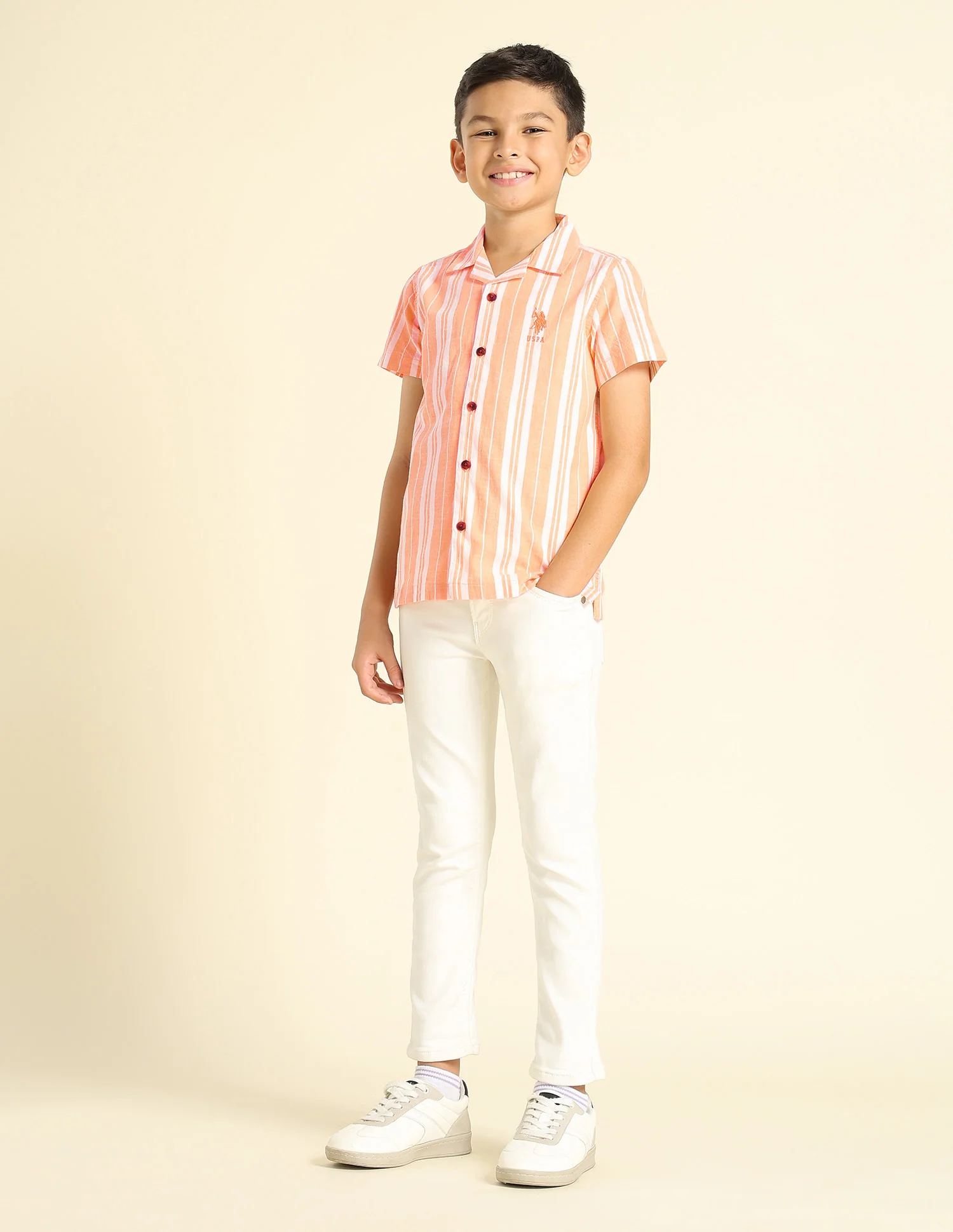 Boys Vertical Striped Cuban Shirt - Image 3