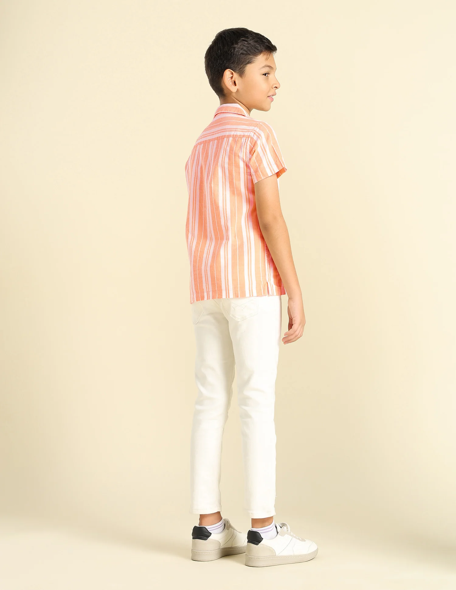Boys Vertical Striped Cuban Shirt - Image 4