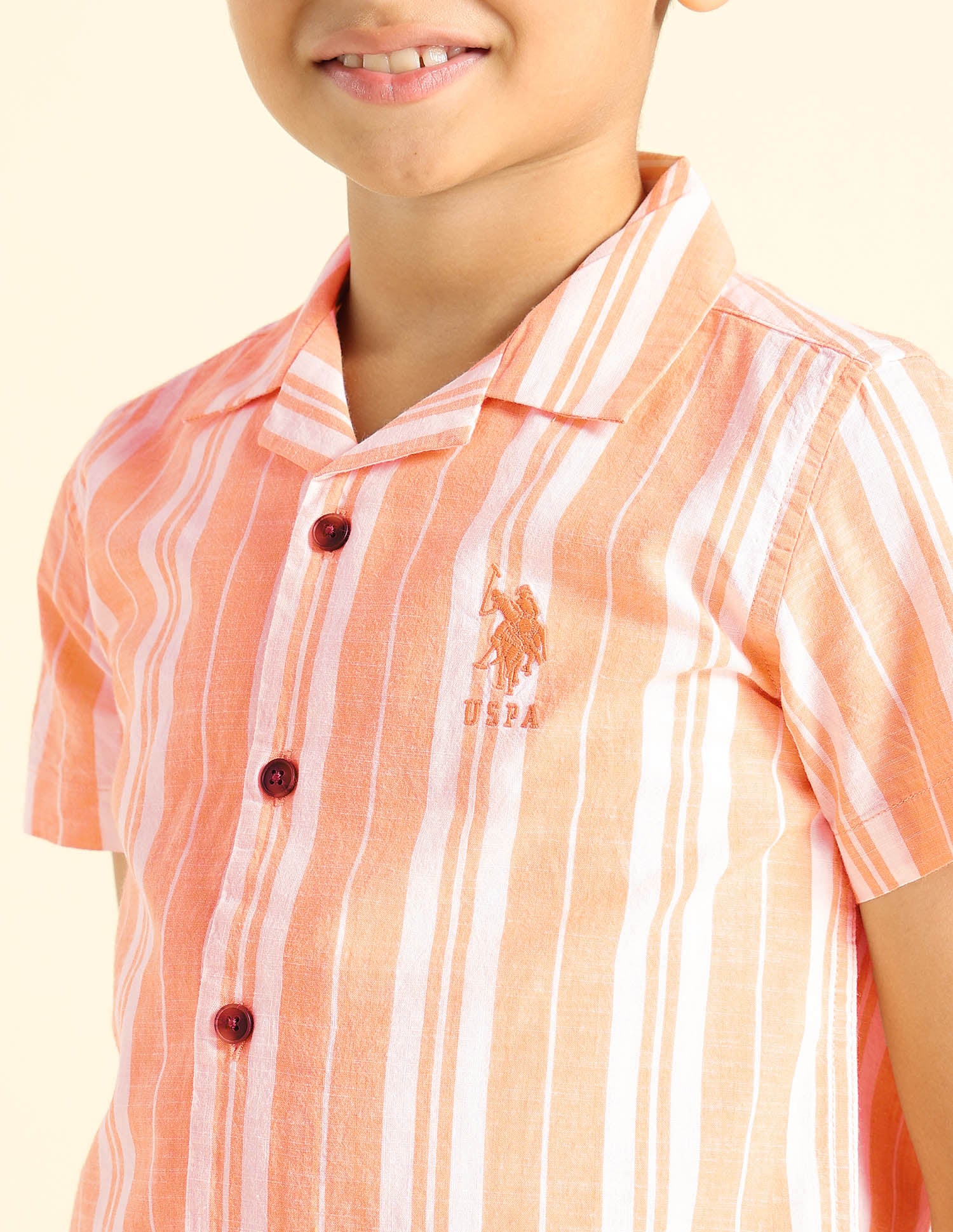 Boys Vertical Striped Cuban Shirt - Image 5