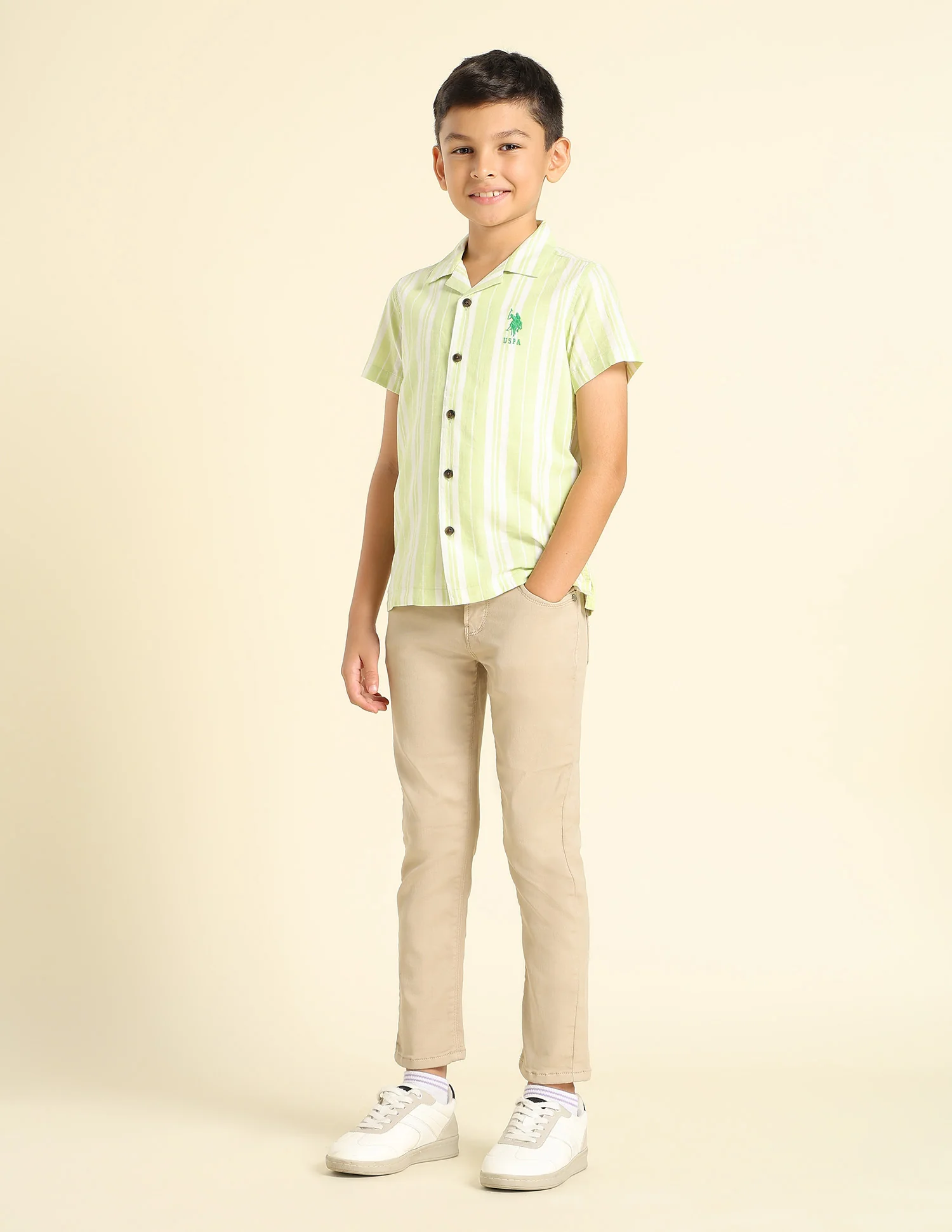 Boys Vertical Striped Cuban Shirt - Image 3