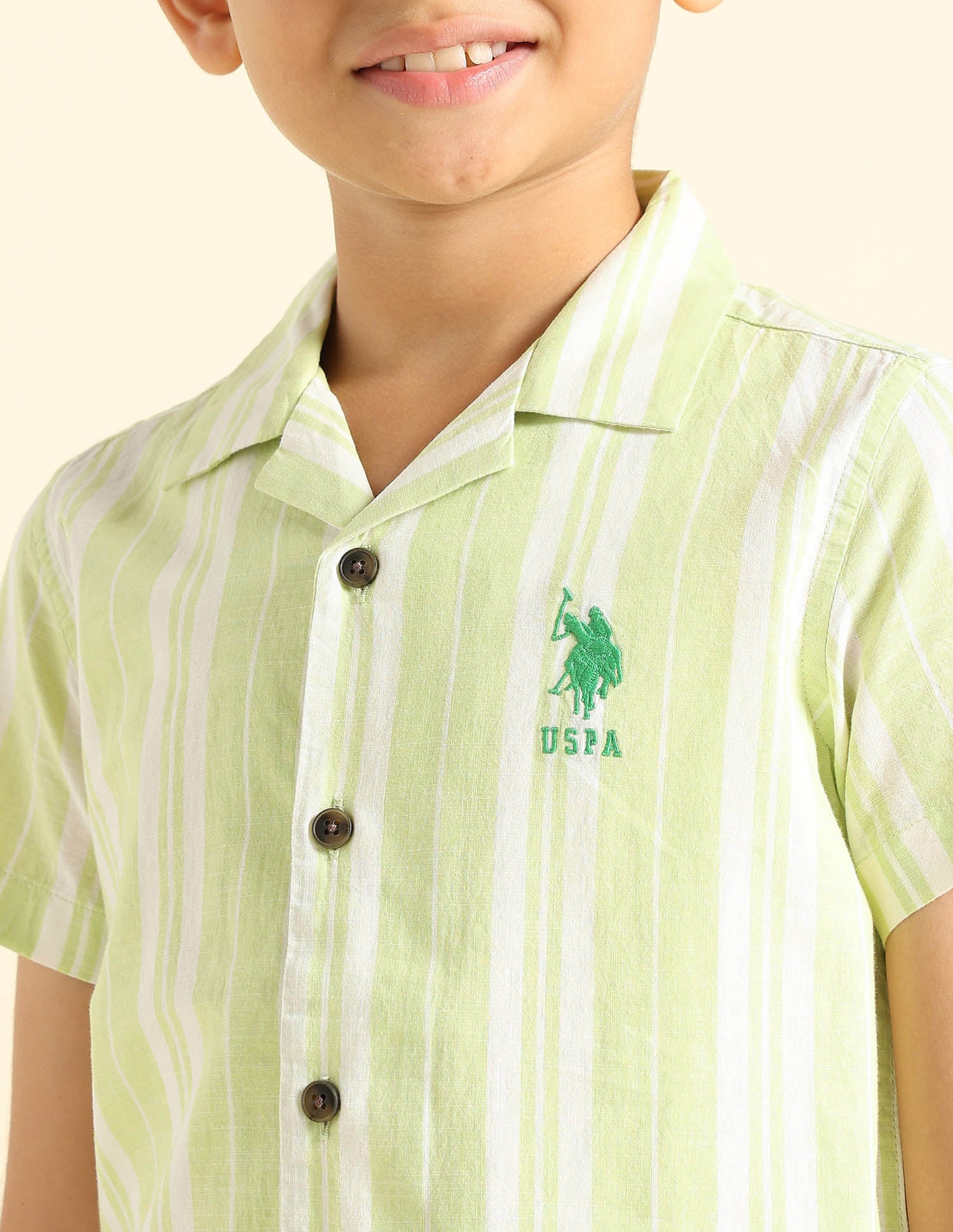 Boys Vertical Striped Cuban Shirt - Image 5