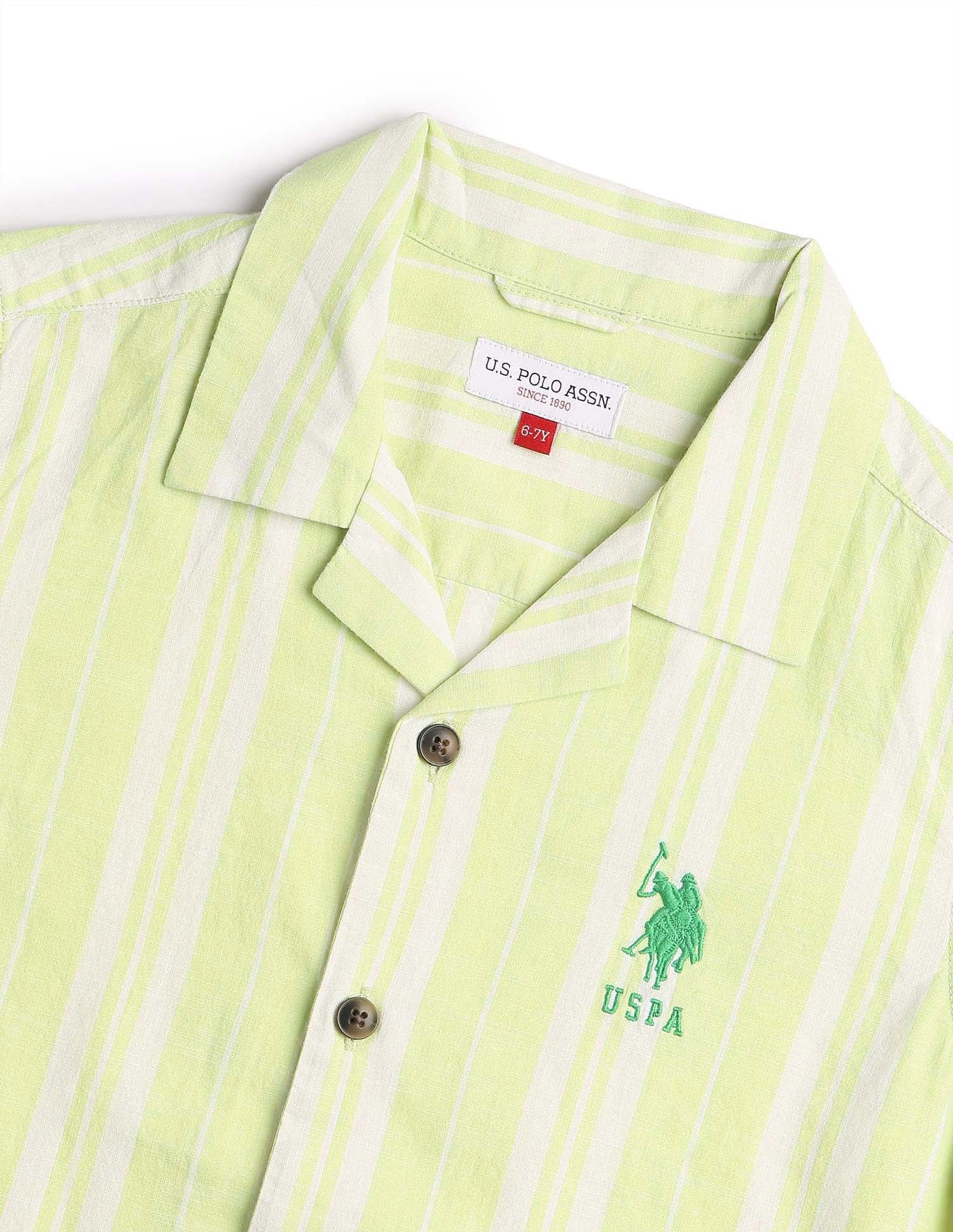Boys Vertical Striped Cuban Shirt - Image 8