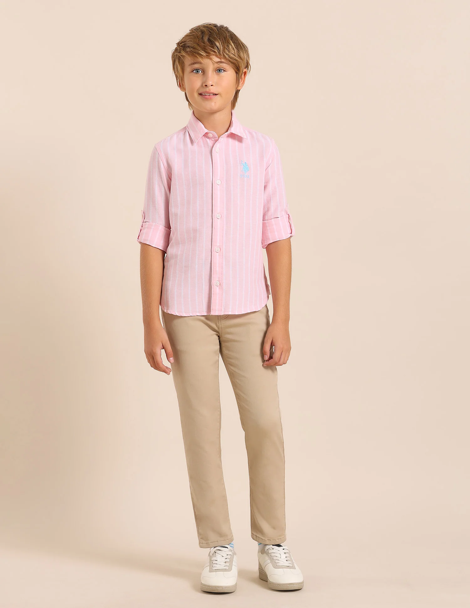 Boys Vertical Striped Dobby Shirt - Image 3