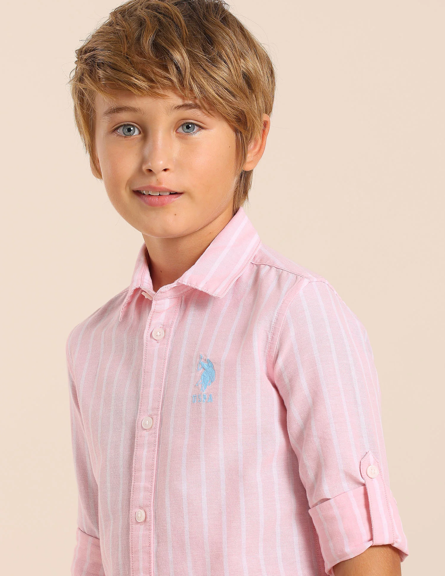 Boys Vertical Striped Dobby Shirt - Image 5