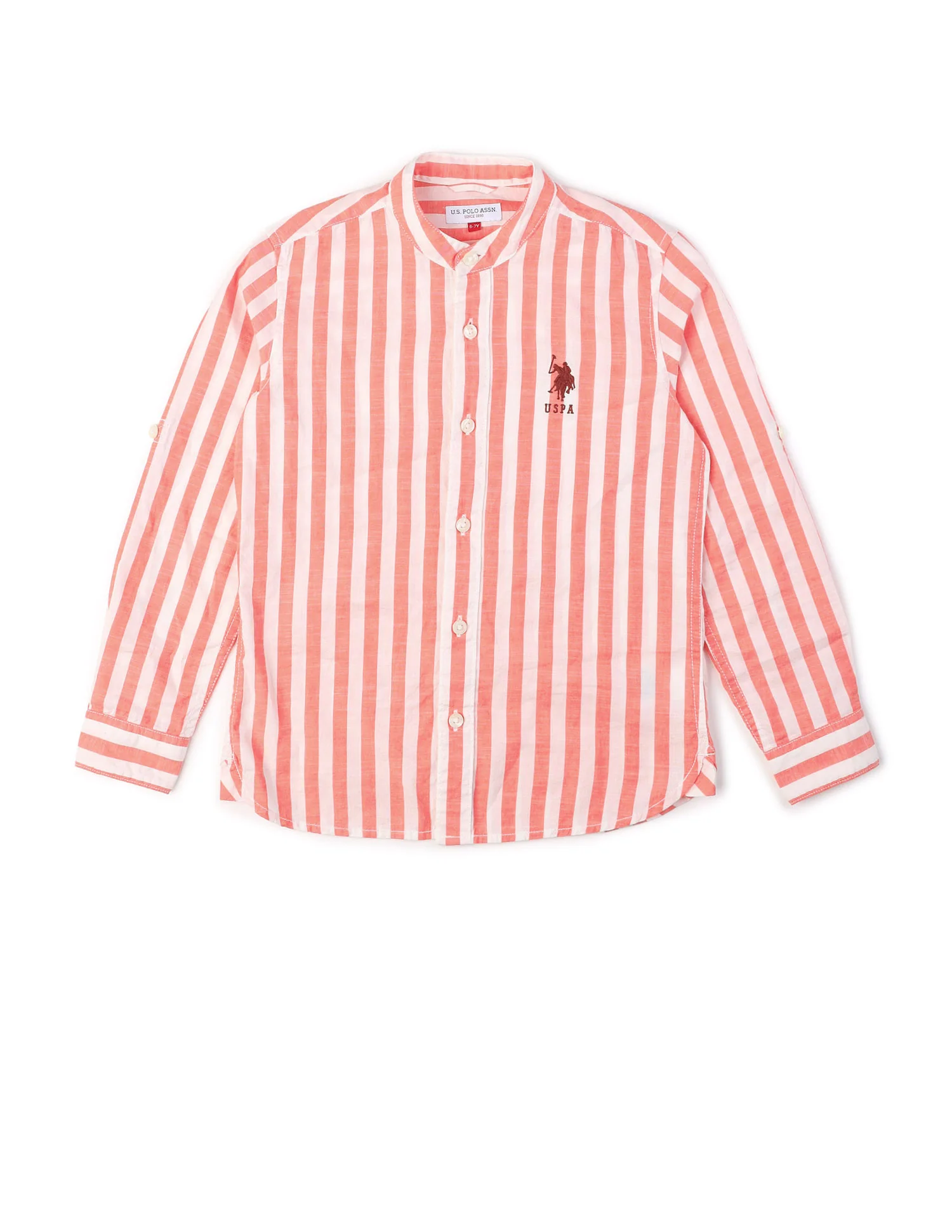 Boys Vertical Striped Mandarin Shirt - Image 7