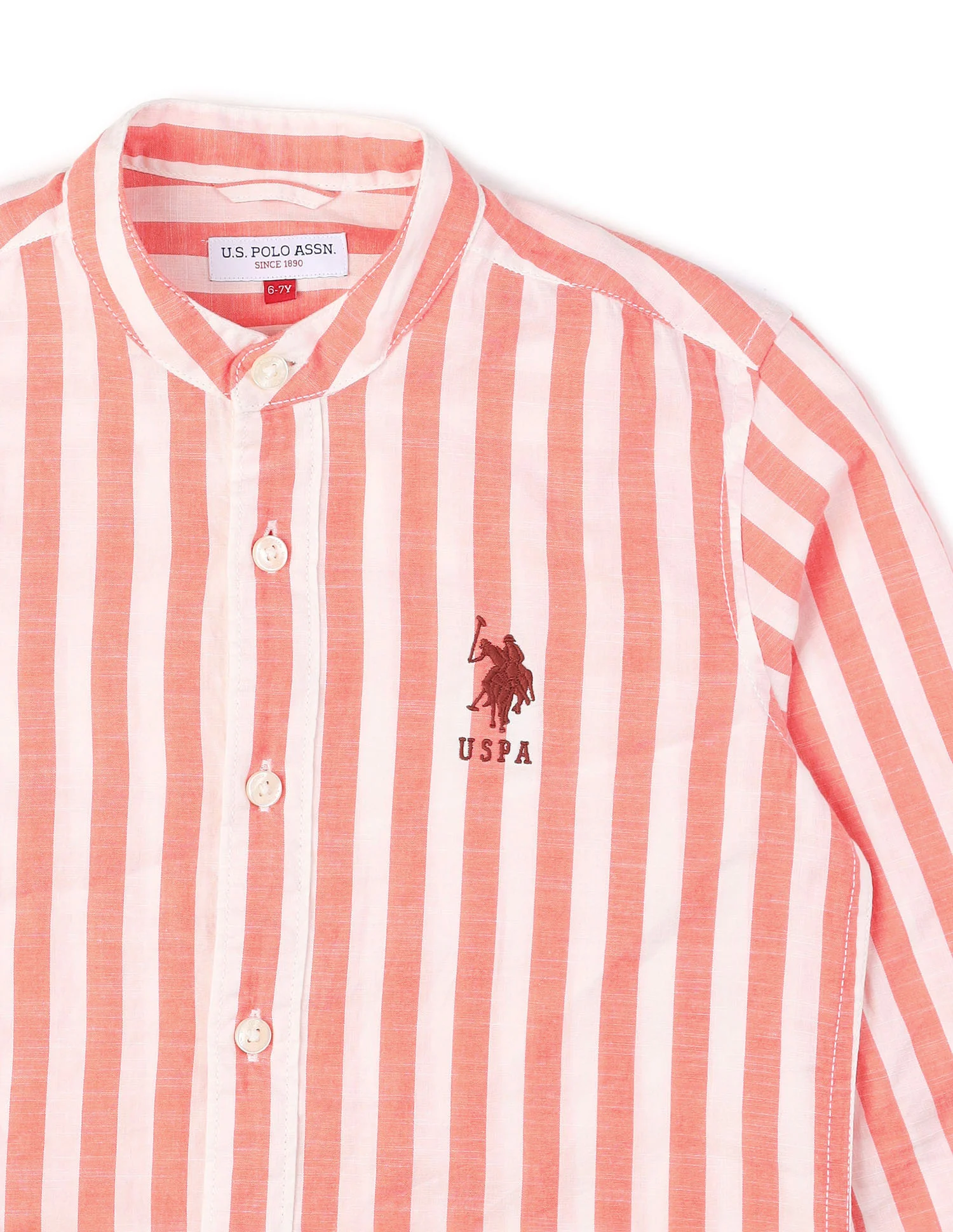 Boys Vertical Striped Mandarin Shirt - Image 9