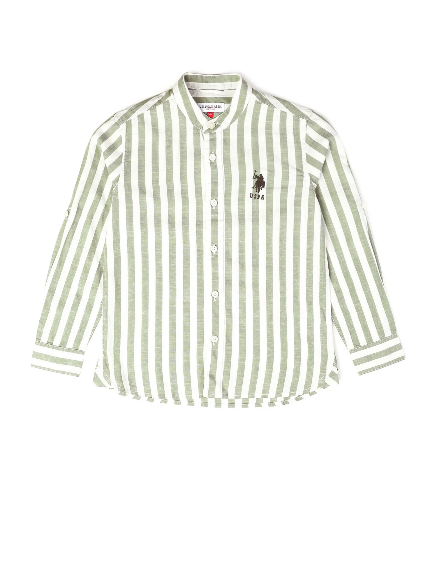 Boys Vertical Striped Mandarin Shirt - Image 7