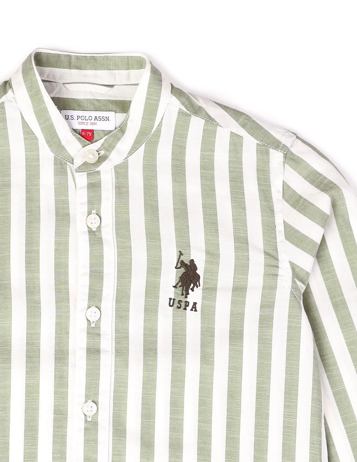 Boys Vertical Striped Mandarin Shirt - Image 9