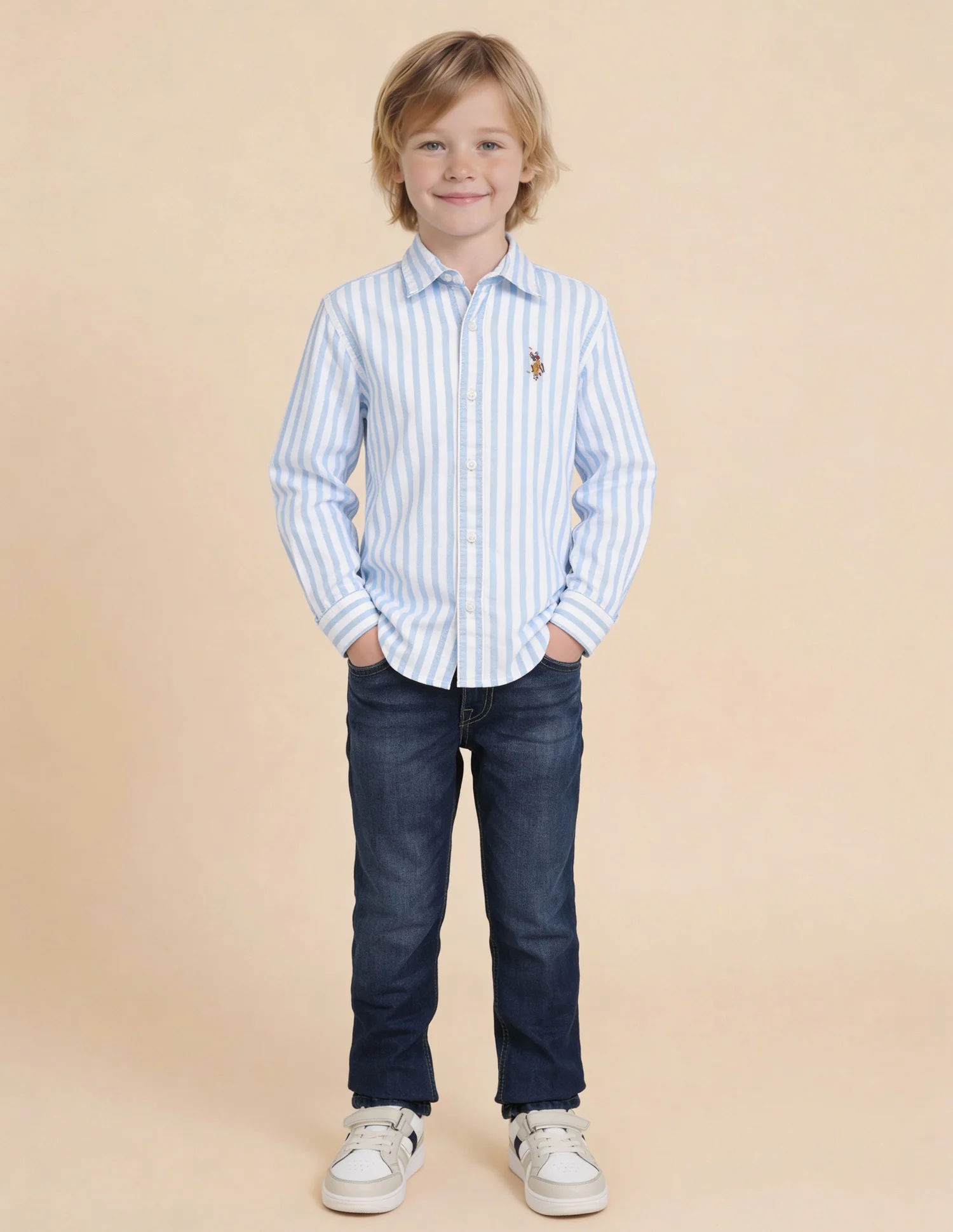 Boys Vertical Striped Oxford Shirt - Image 3
