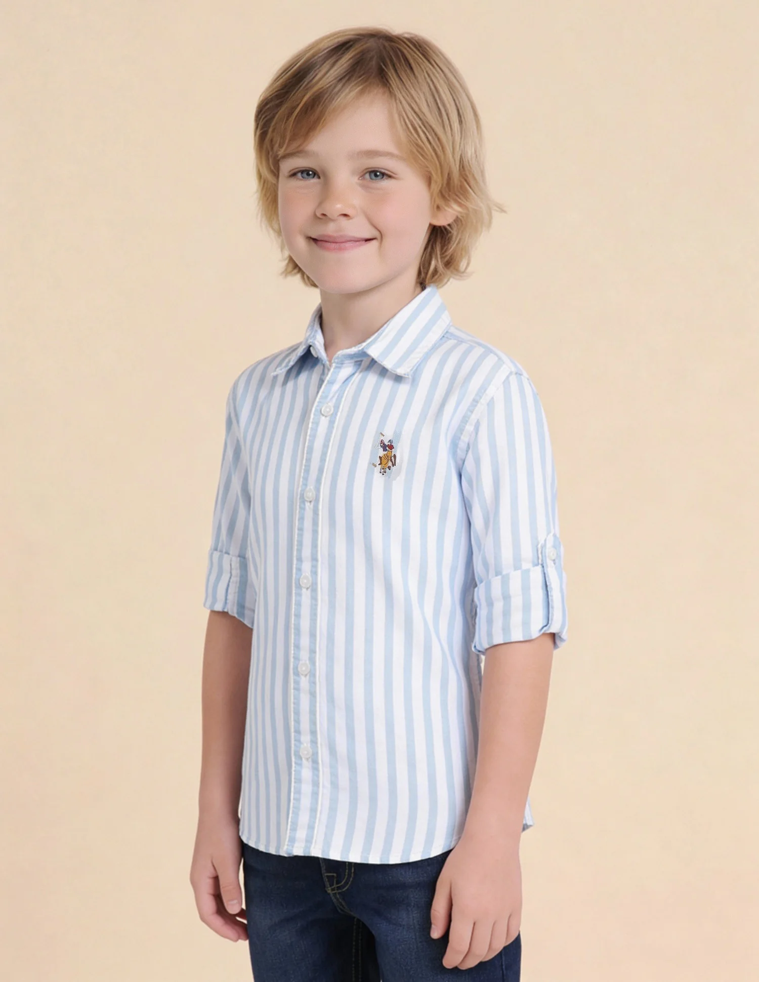 Boys Vertical Striped Oxford Shirt - Image 4