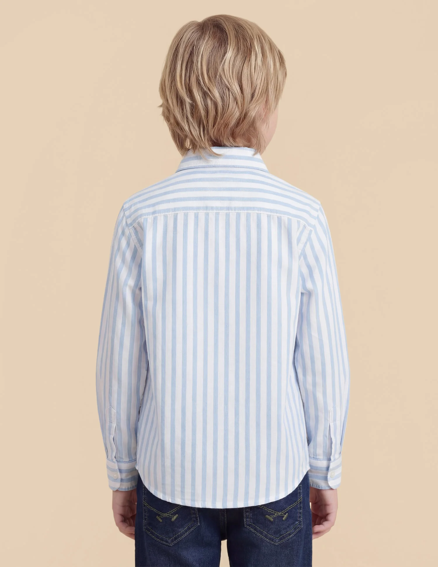Boys Vertical Striped Oxford Shirt - Image 5