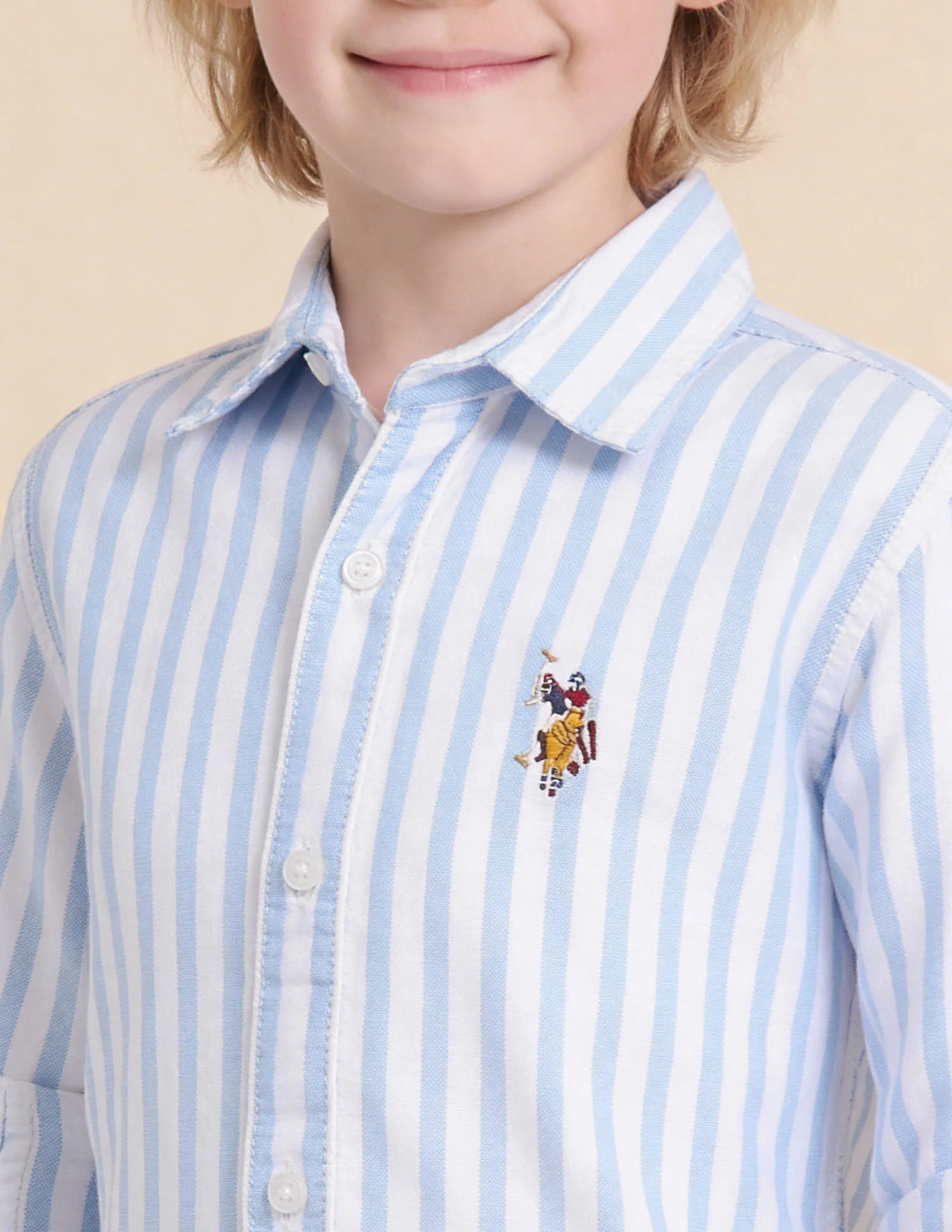 Boys Vertical Striped Oxford Shirt - Image 6