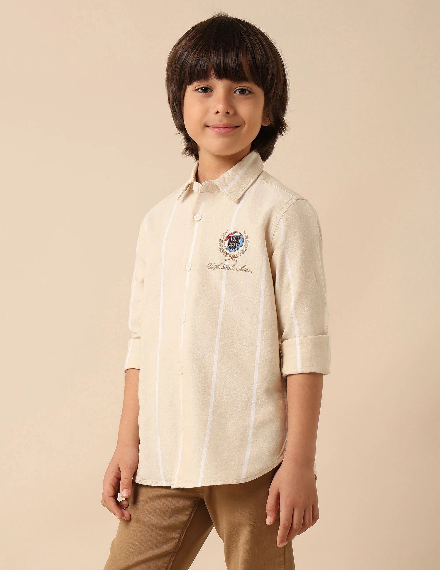 Boys Vertical Striped Oxford Shirt - Image 4
