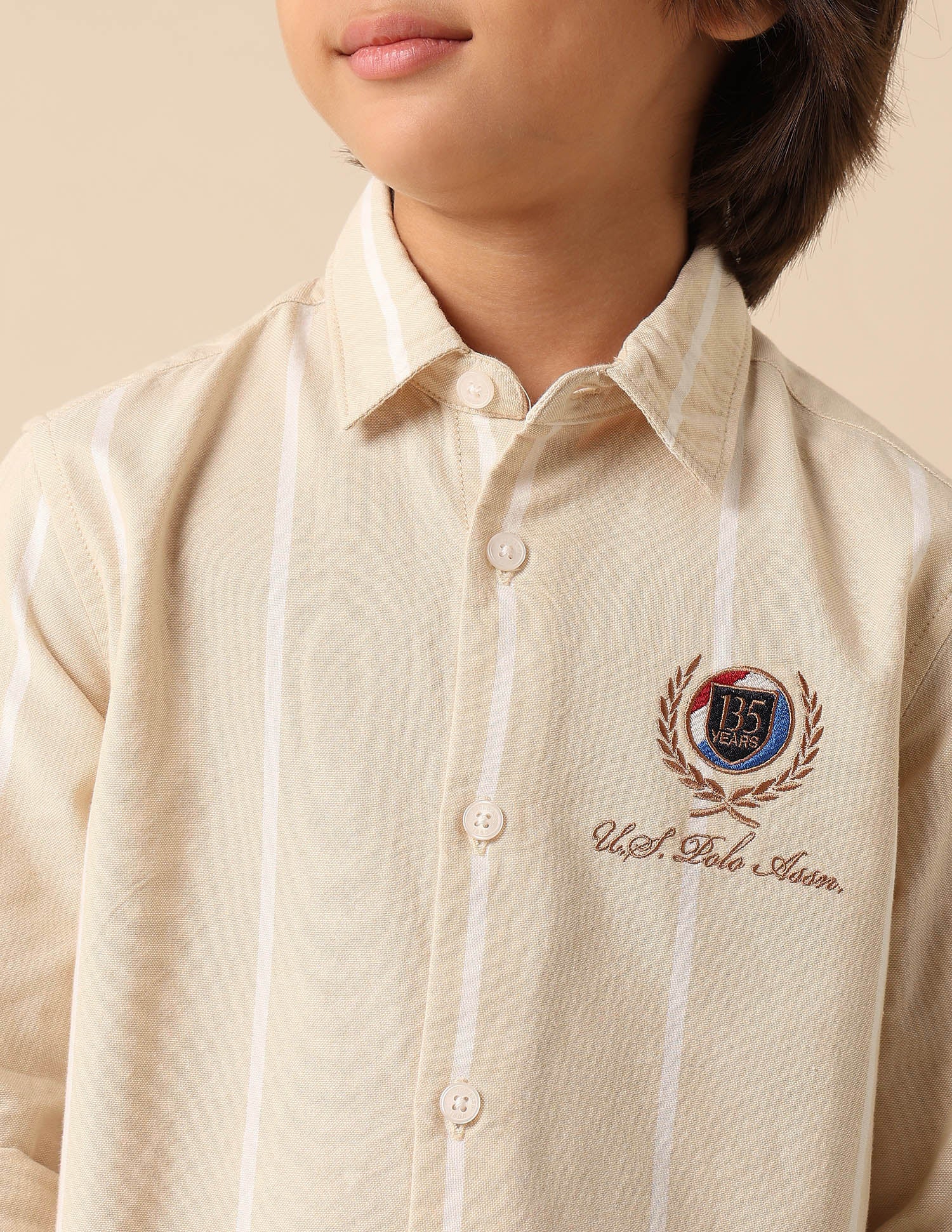 Boys Vertical Striped Oxford Shirt - Image 6